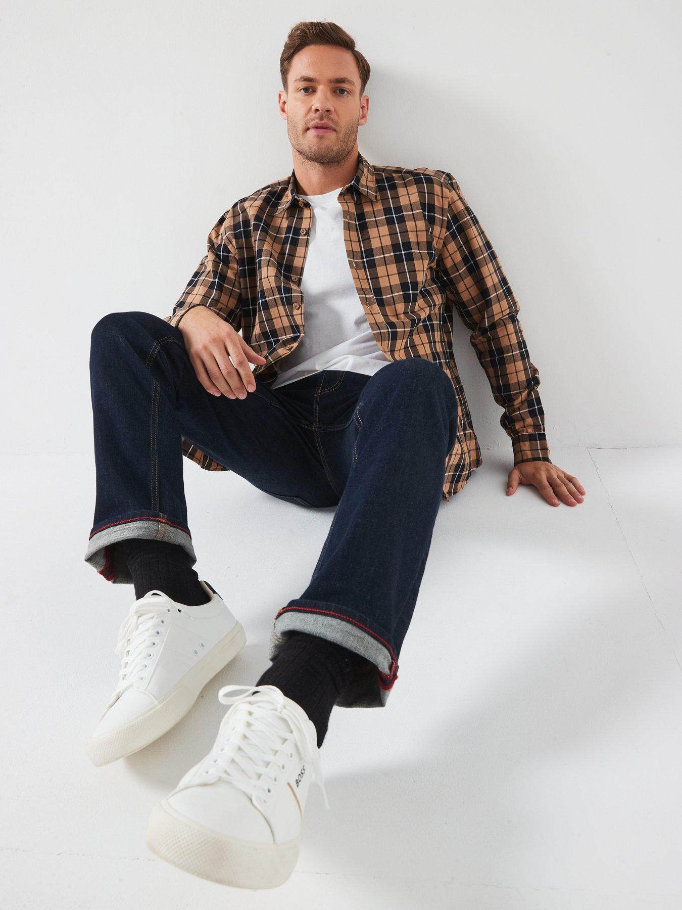 boss-boss-c-liam-regular-fit-washed-cotton-check-shirt-beigeoutfit