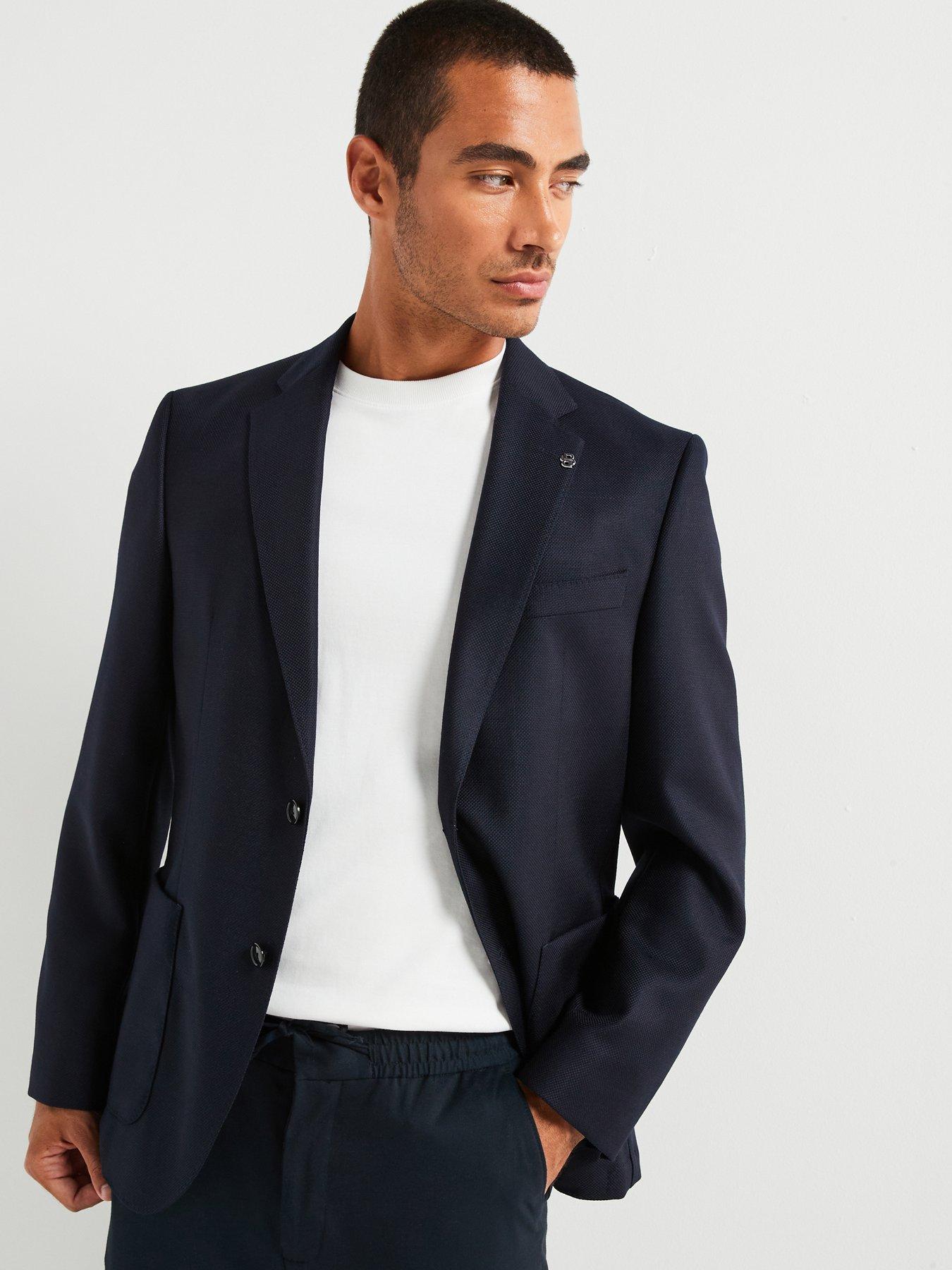 undefined Boss H-janson-233 Regular Fit Patch Pocket Wool Blazer - Navy