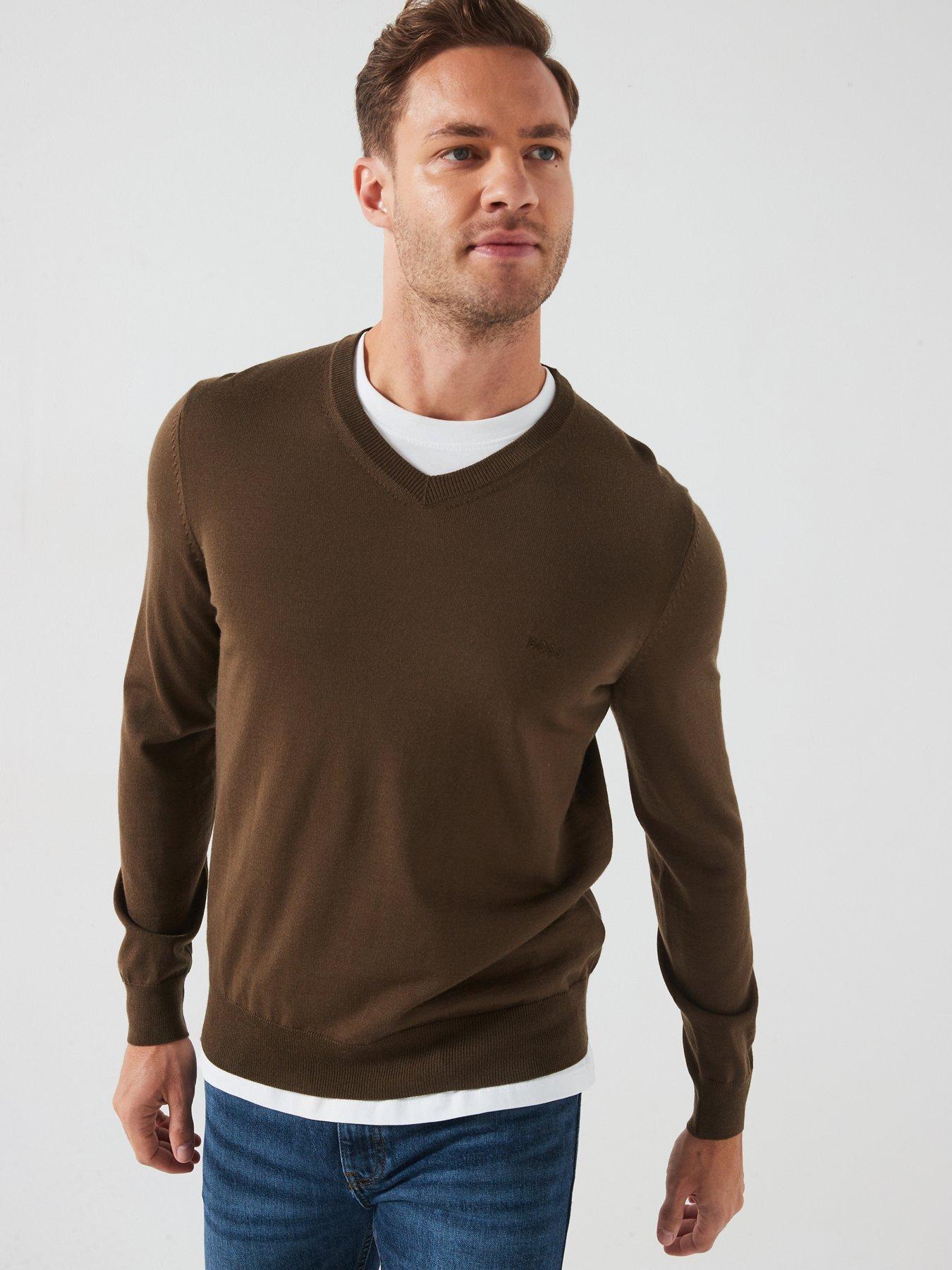 undefined Baram-L Regular Fit V Neck Knitted Jumper - Brown