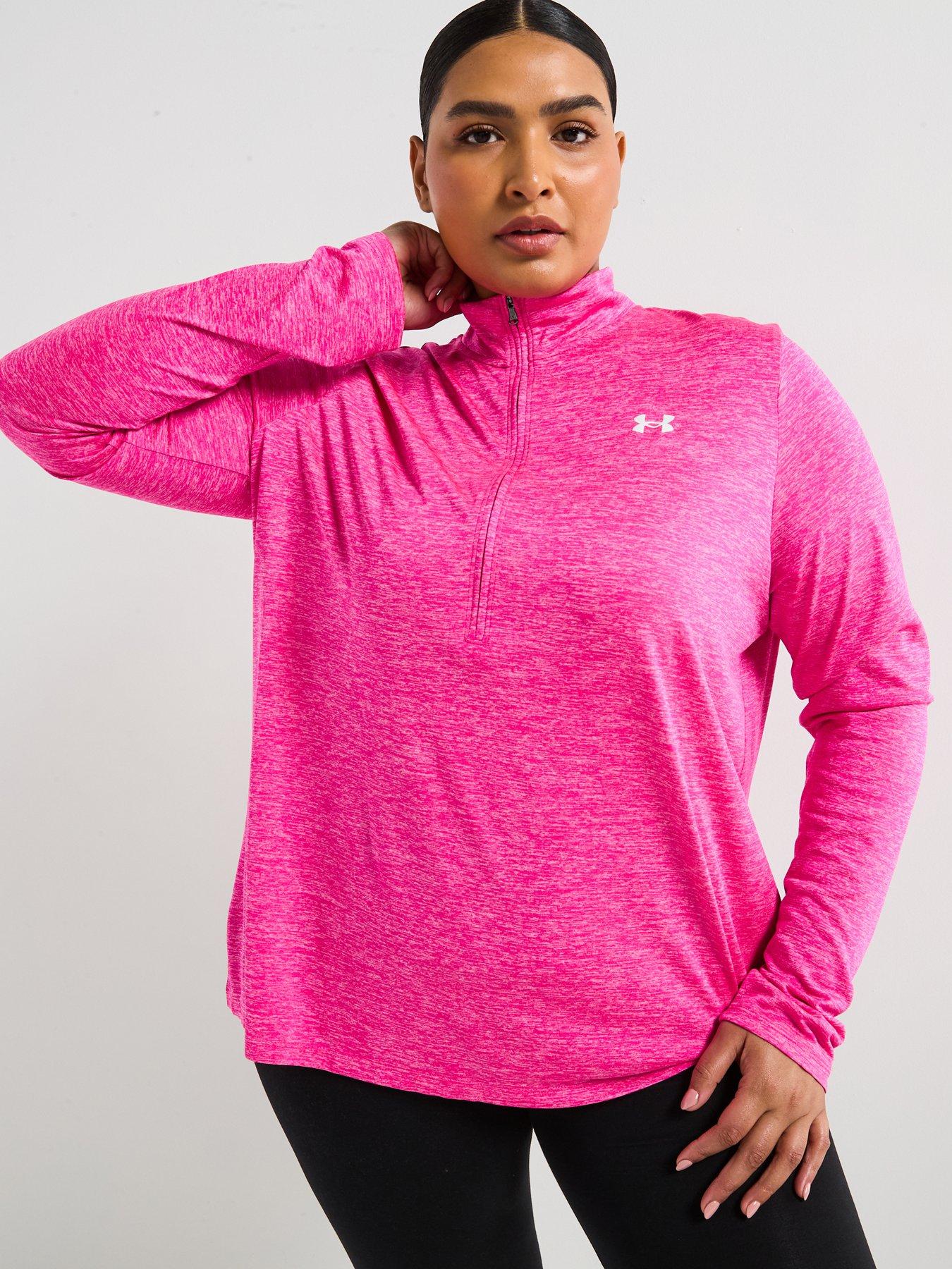 under-armour-womens-training-plus-size-tech-twist-12-zip-pink