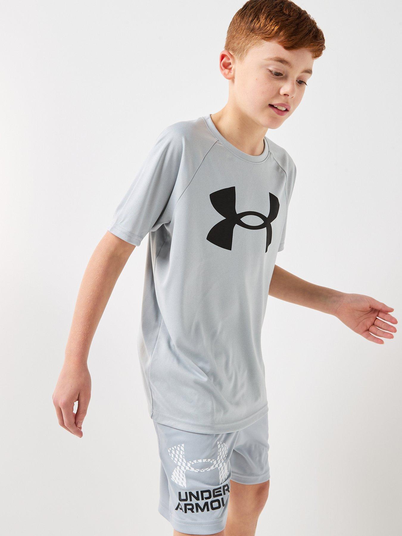 Image 1 of 6 of UNDER ARMOUR Boys Training Tech Big Logo T-Shirt - Grey