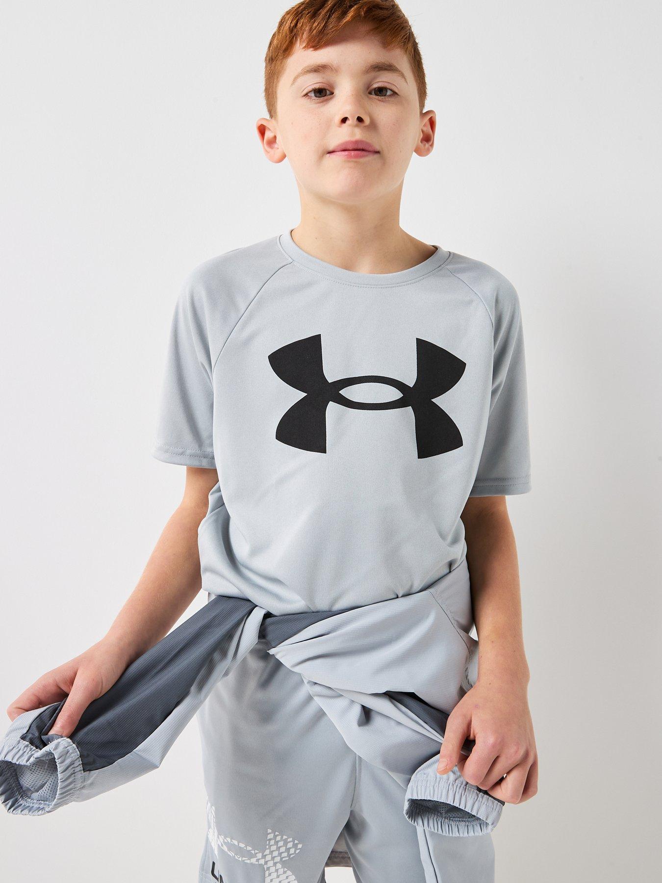 Image 4 of 6 of UNDER ARMOUR Boys Training Tech Big Logo T-Shirt - Grey