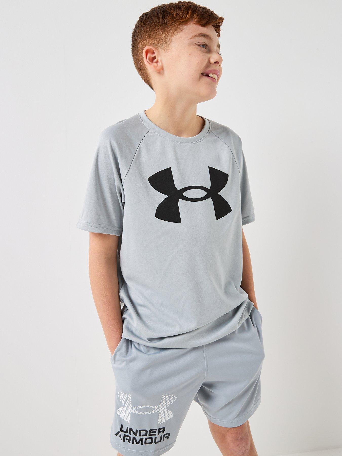 Image 5 of 6 of UNDER ARMOUR Boys Training Tech Big Logo T-Shirt - Grey