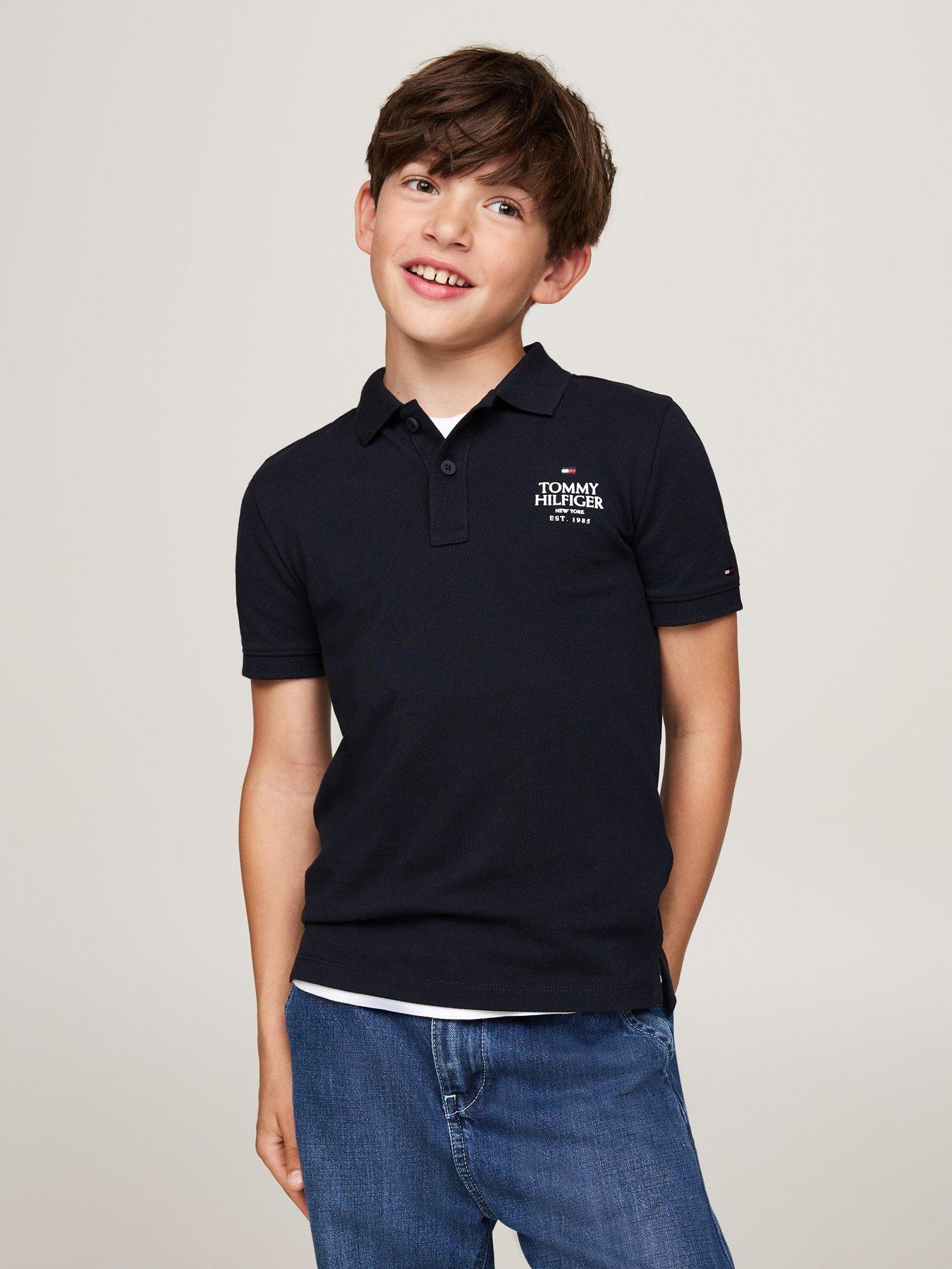 tommy-hilfiger-boys-th-logo-regular-short-sleeve-polo-shirt-navy