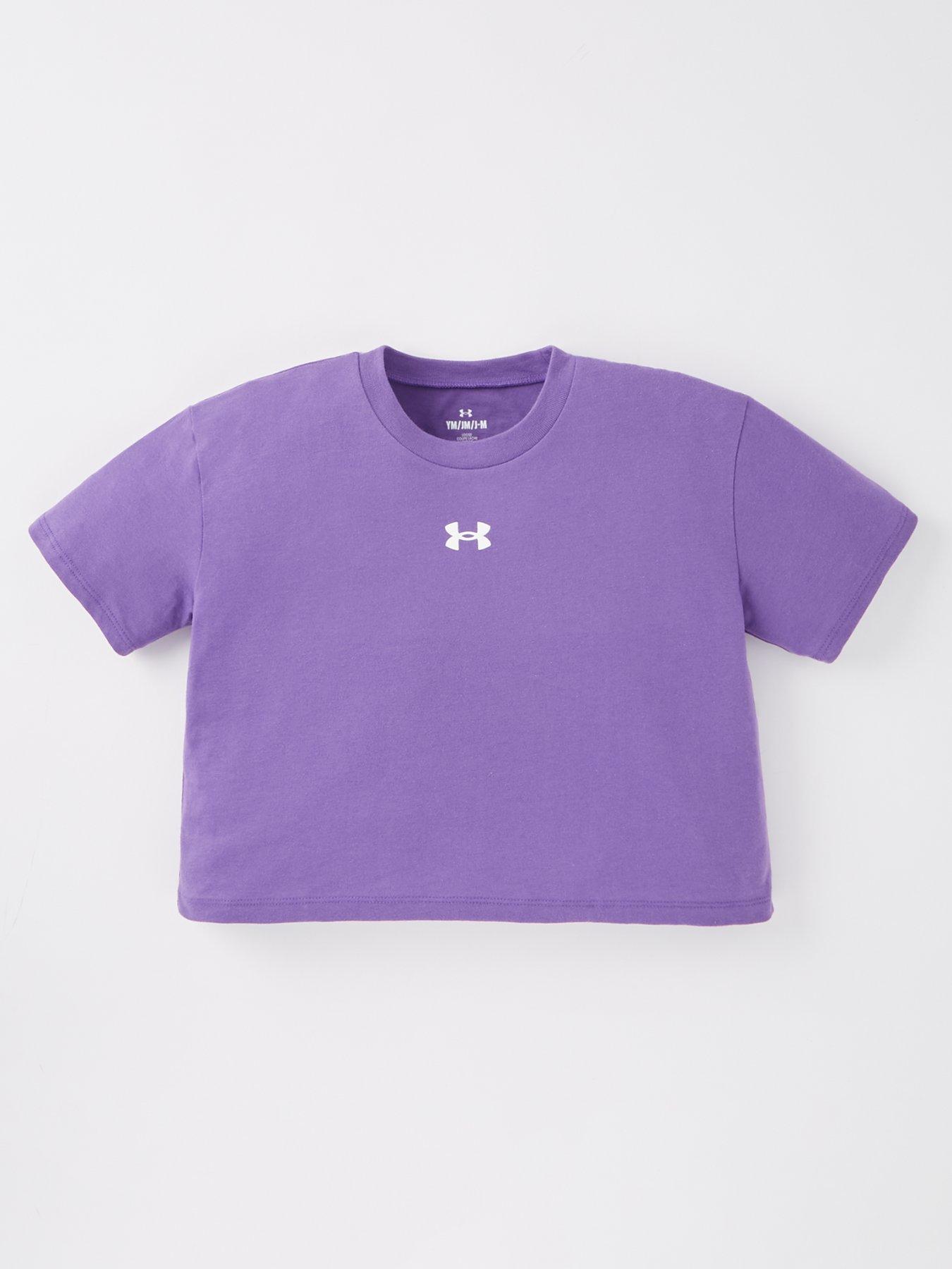 UNDER ARMOUR Girls Training Crop Sportstyle Logo T-Shirt - Purple