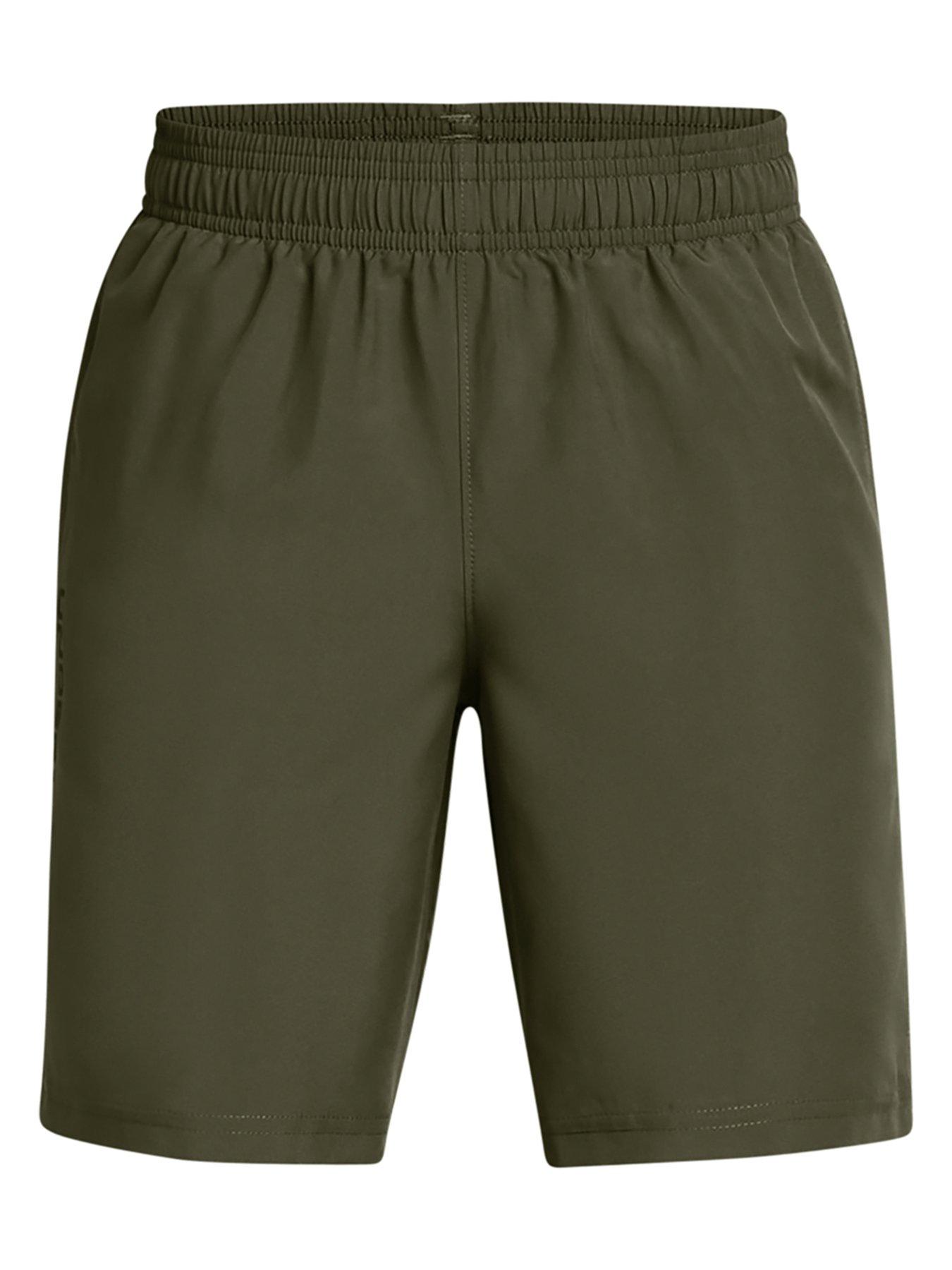 under-armour-boys-training-woven-wordmark-shorts-khakifront