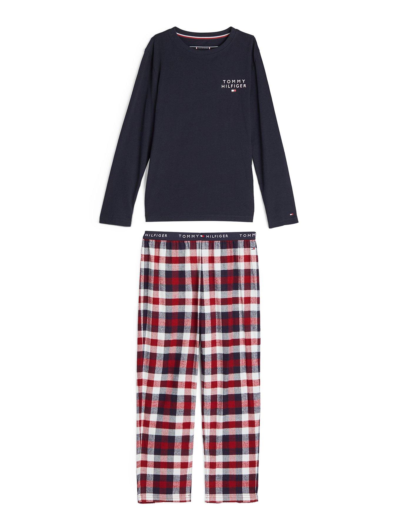 tommy-hilfiger-boys-long-sleeve-print-flannel-pyjama-set-multi