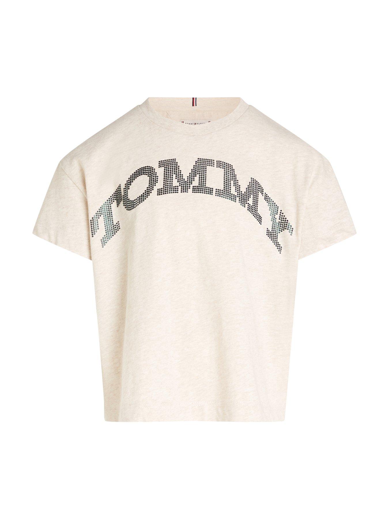 tommy-hilfiger-girls-tommy-dot-foil-short-sleeve-t-shirt-creamback