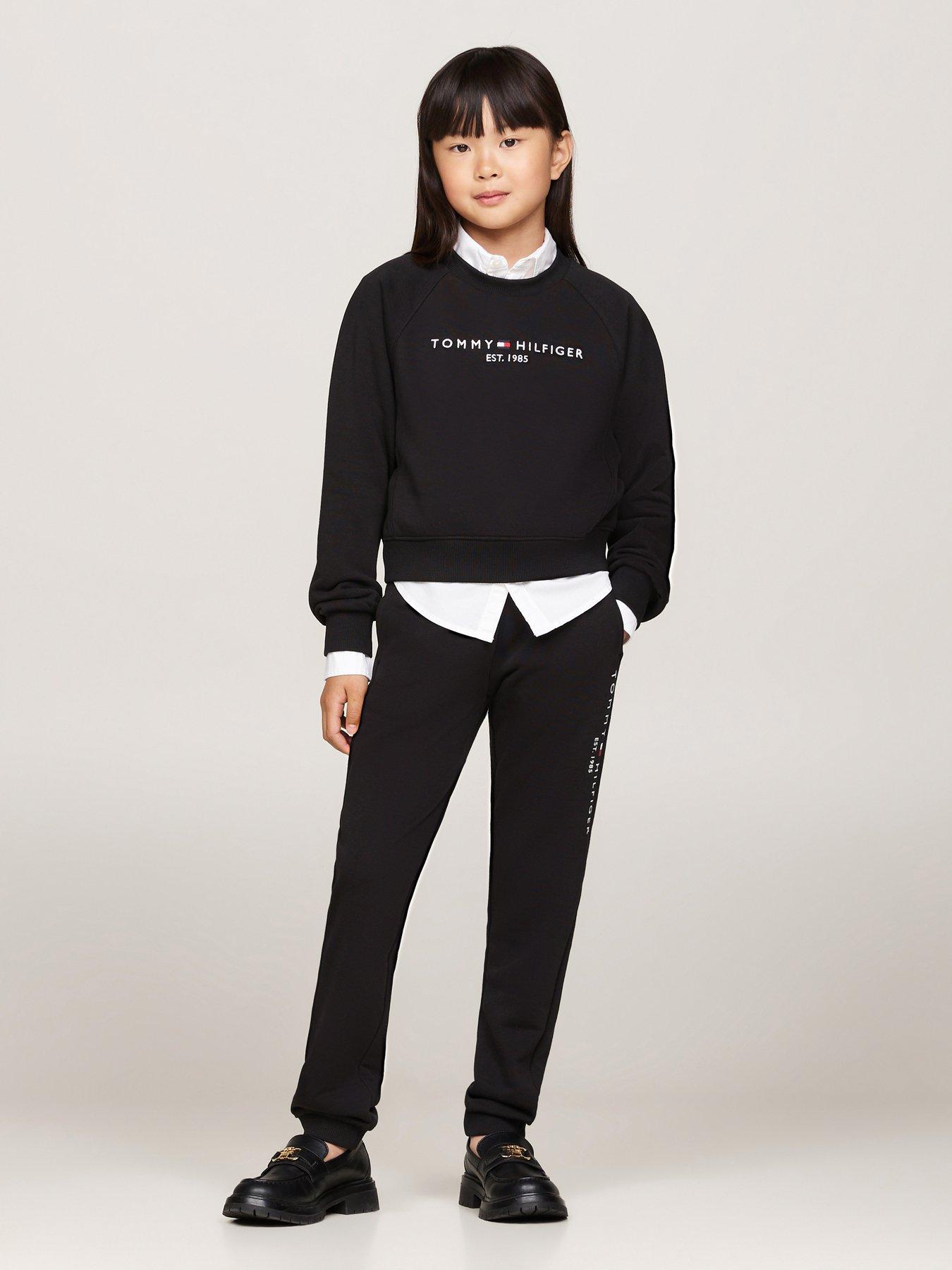 tommy-hilfiger-girls-essential-crewneck-sweatpant-set-blackstillFront