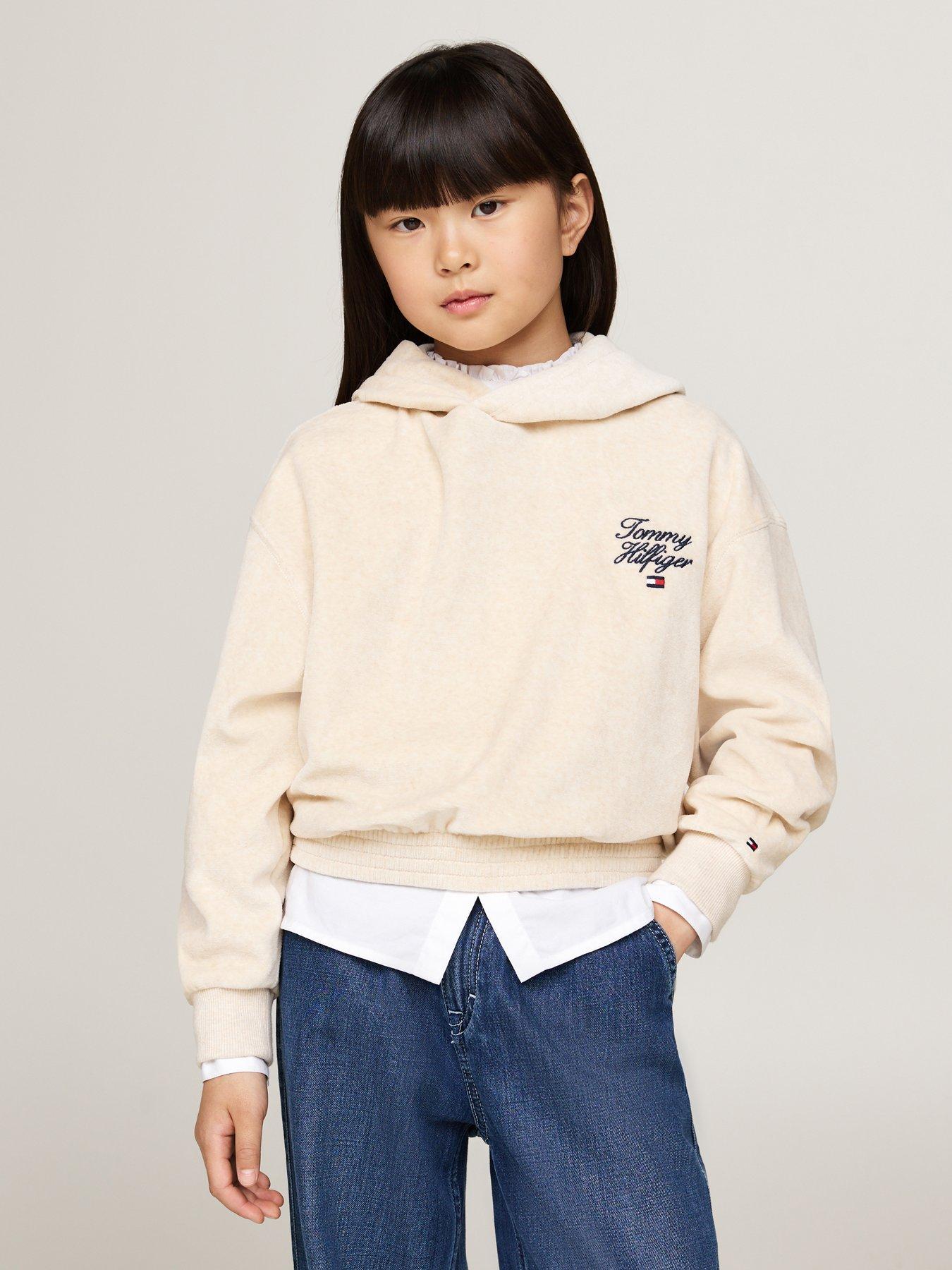 tommy-hilfiger-girls-script-velour-hoodie-dark-cream