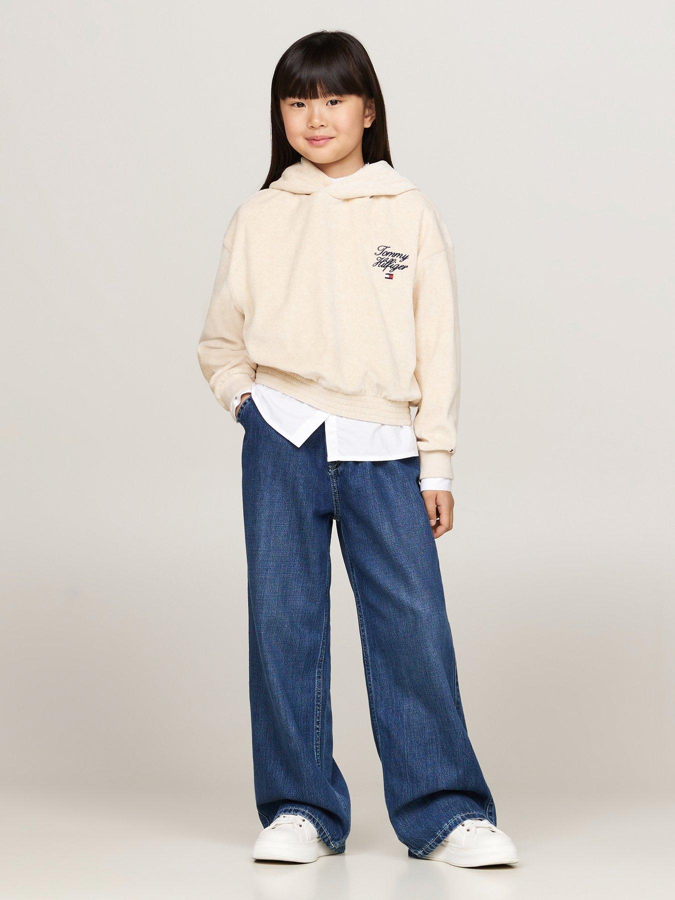 tommy-hilfiger-girls-script-velour-hoodie-dark-creamback