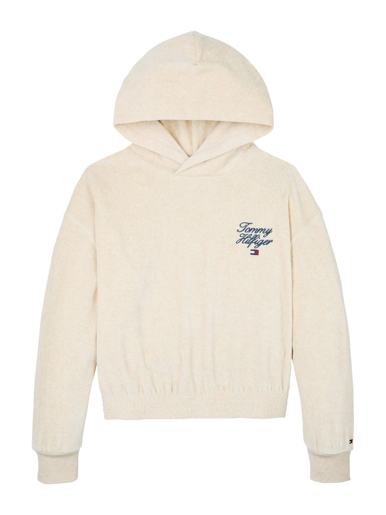 tommy-hilfiger-girls-script-velour-hoodie-dark-creamdetail