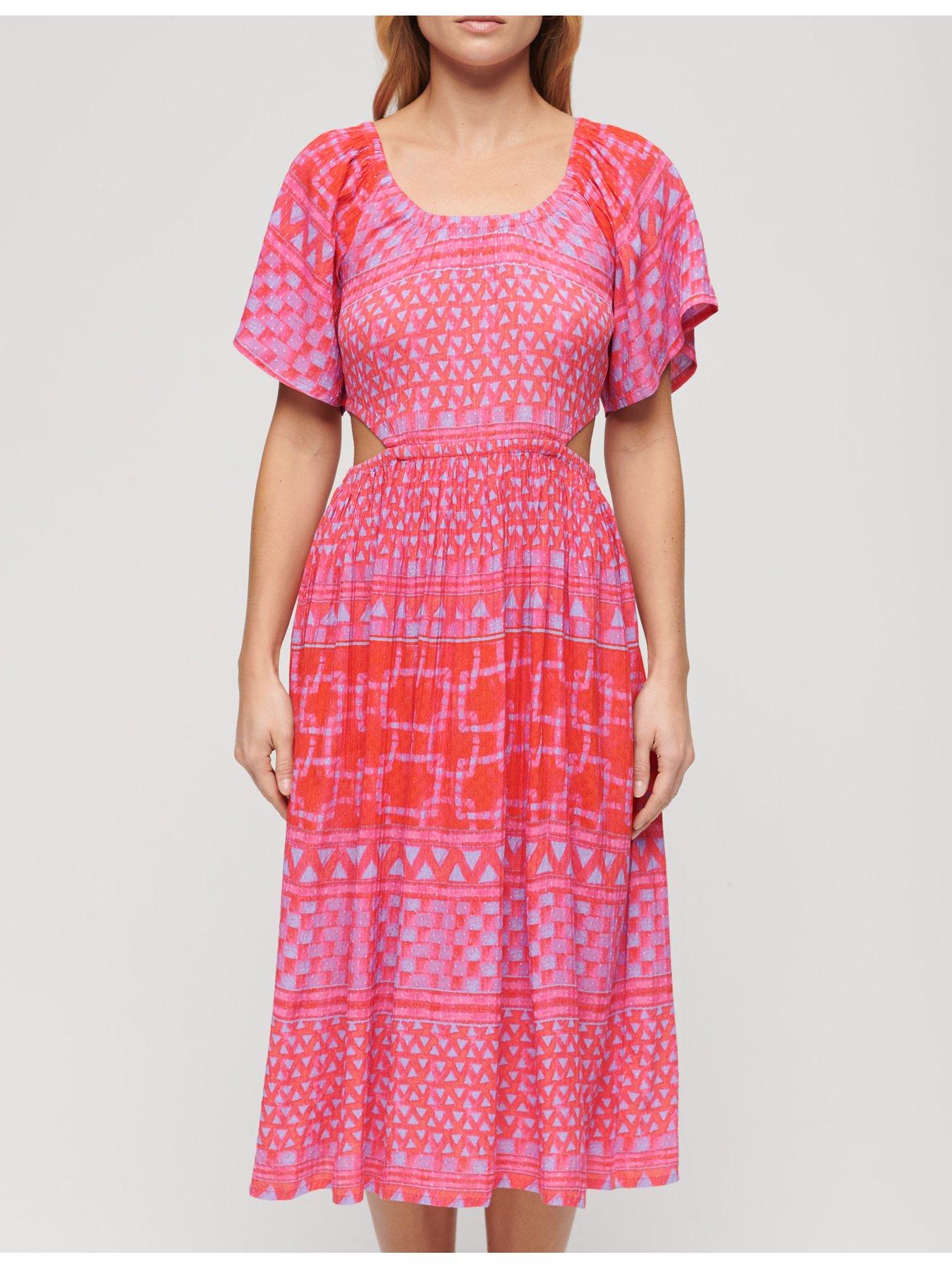 superdry-printed-cut-out-midi-dress-pinkoutfit