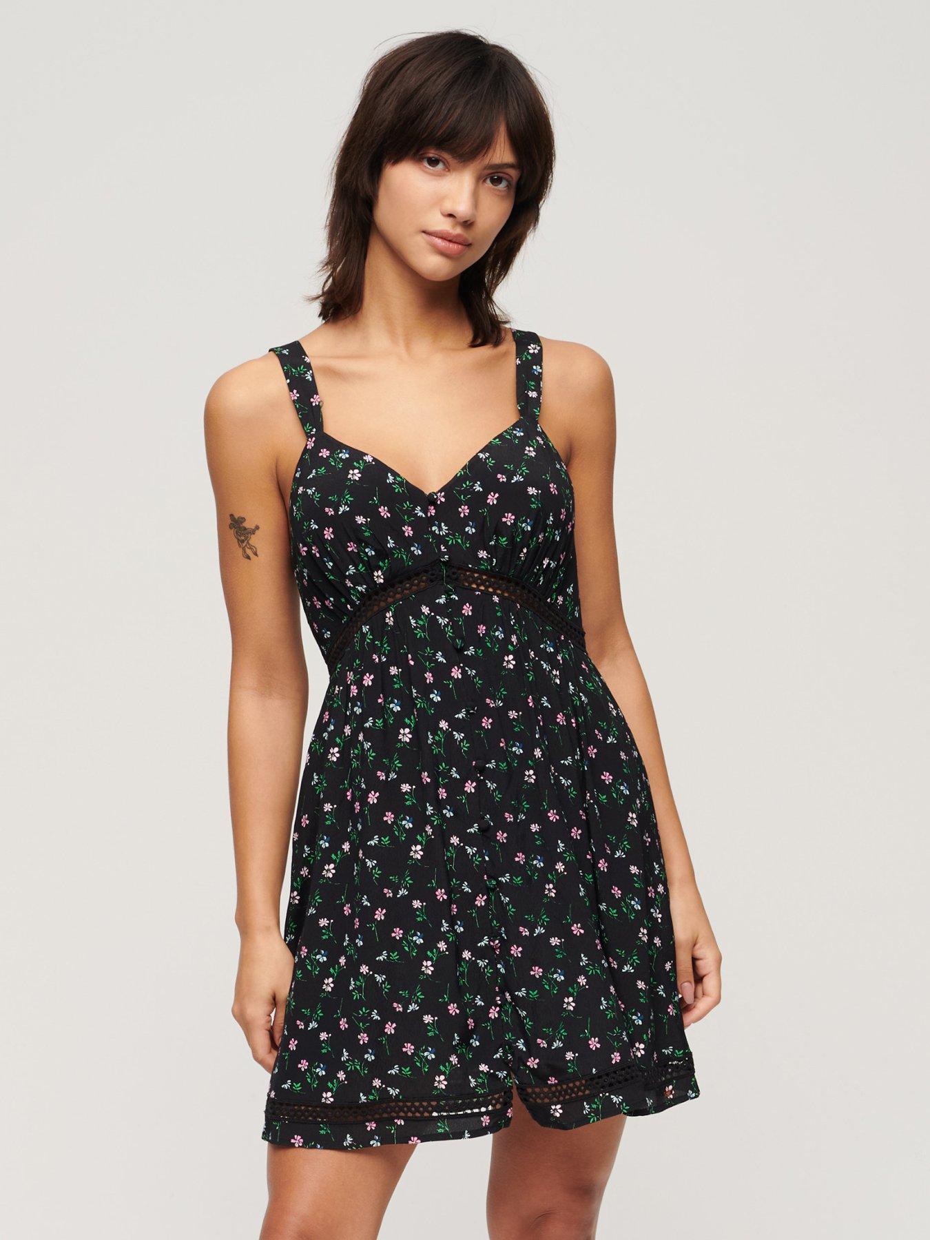 superdry-lace-trim-floral-print-cami-dress-black