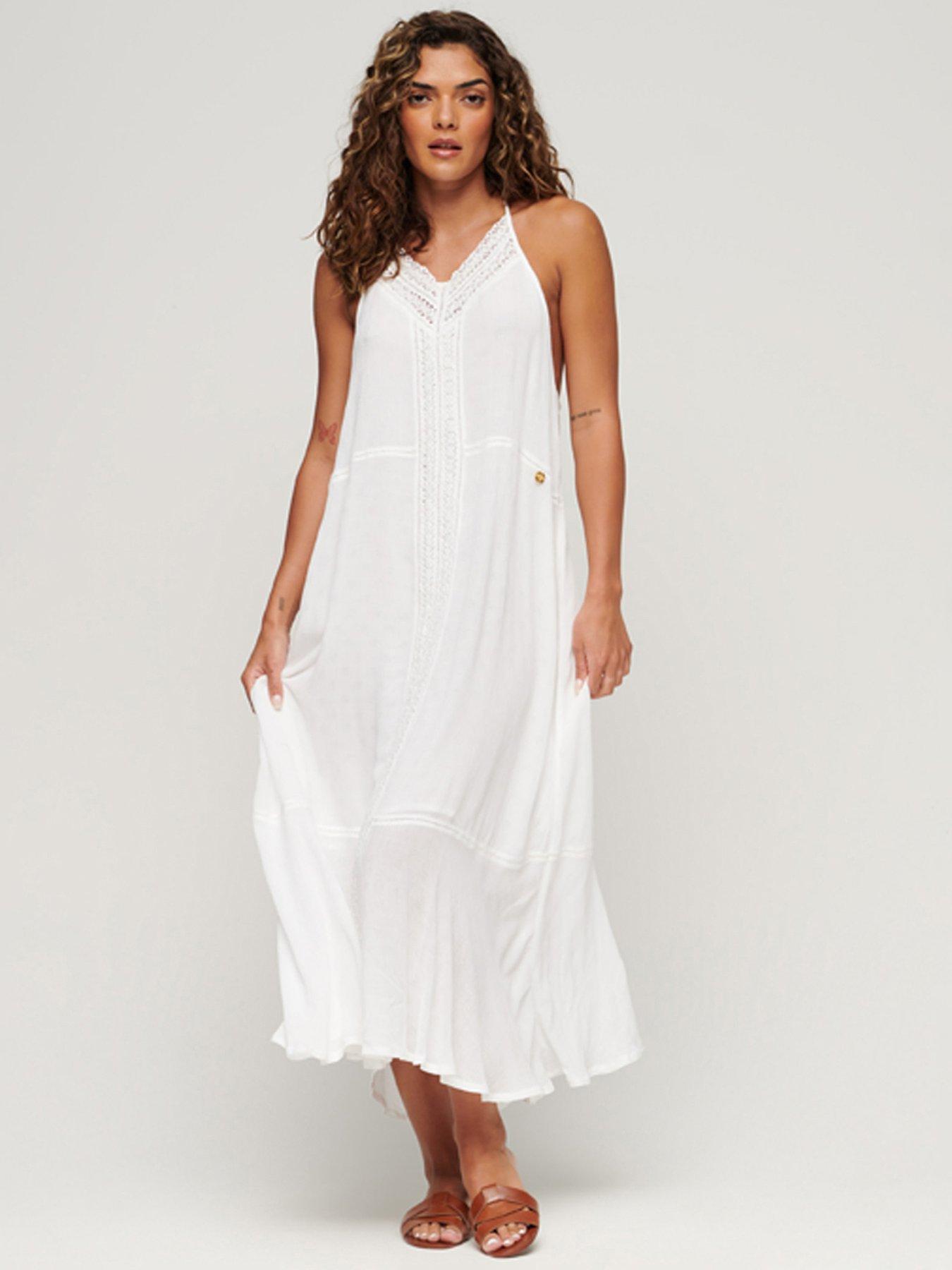 Superdry Lace Trim Maxi Dress - Cream