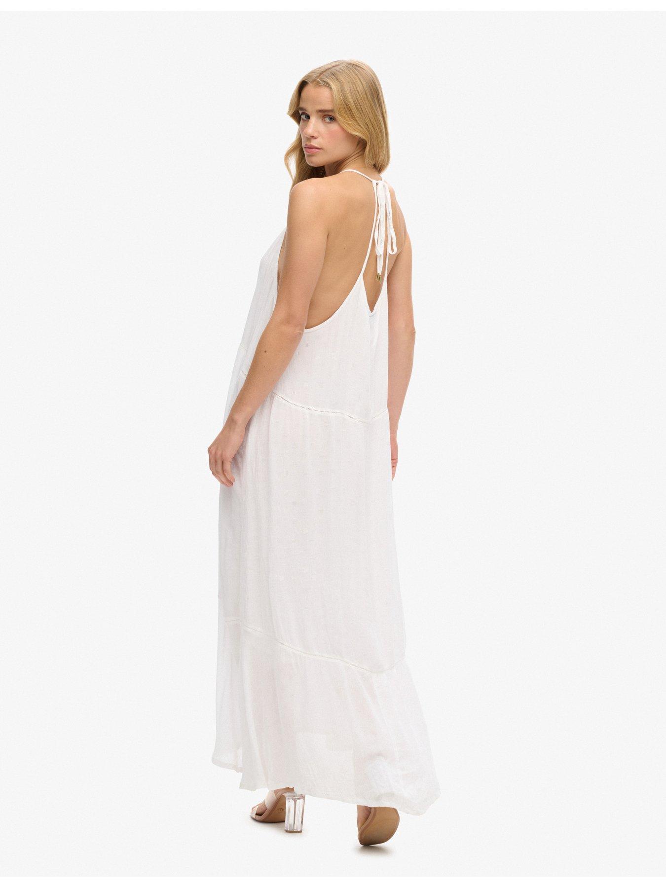 Image 2 of 4 of Superdry Lace Trim Maxi Dress - Cream