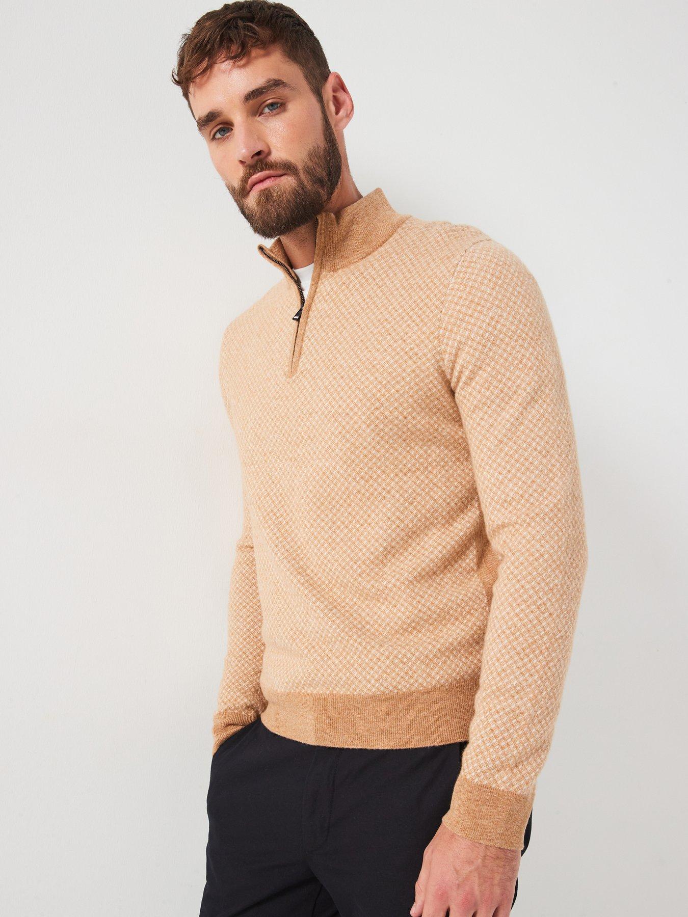 boss-boss-h-eltorino-regular-fit-pattern-14-zip-knitted-jumper-beige