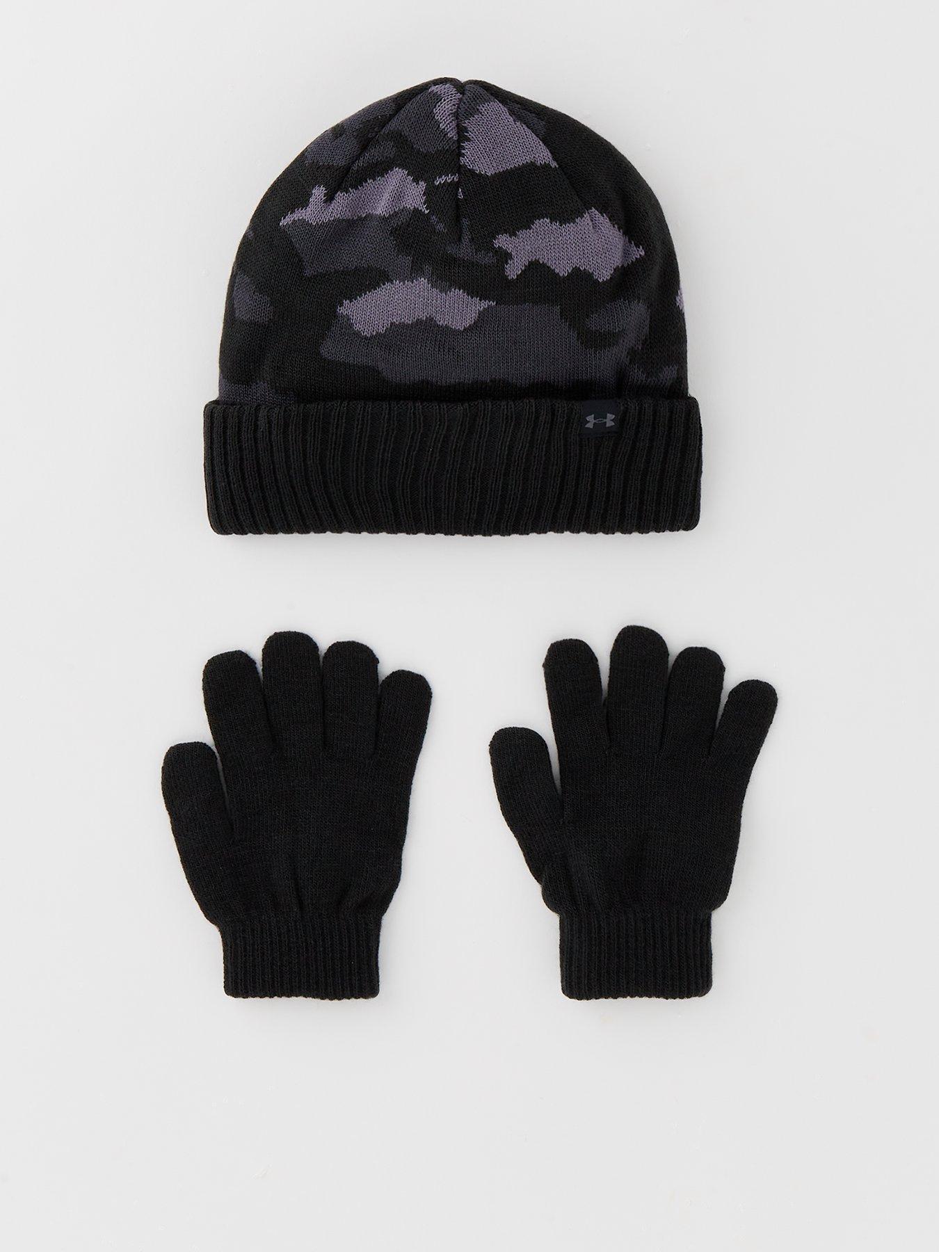 under-armour-boys-training-beanie-and-glove-combo-set-blackfront