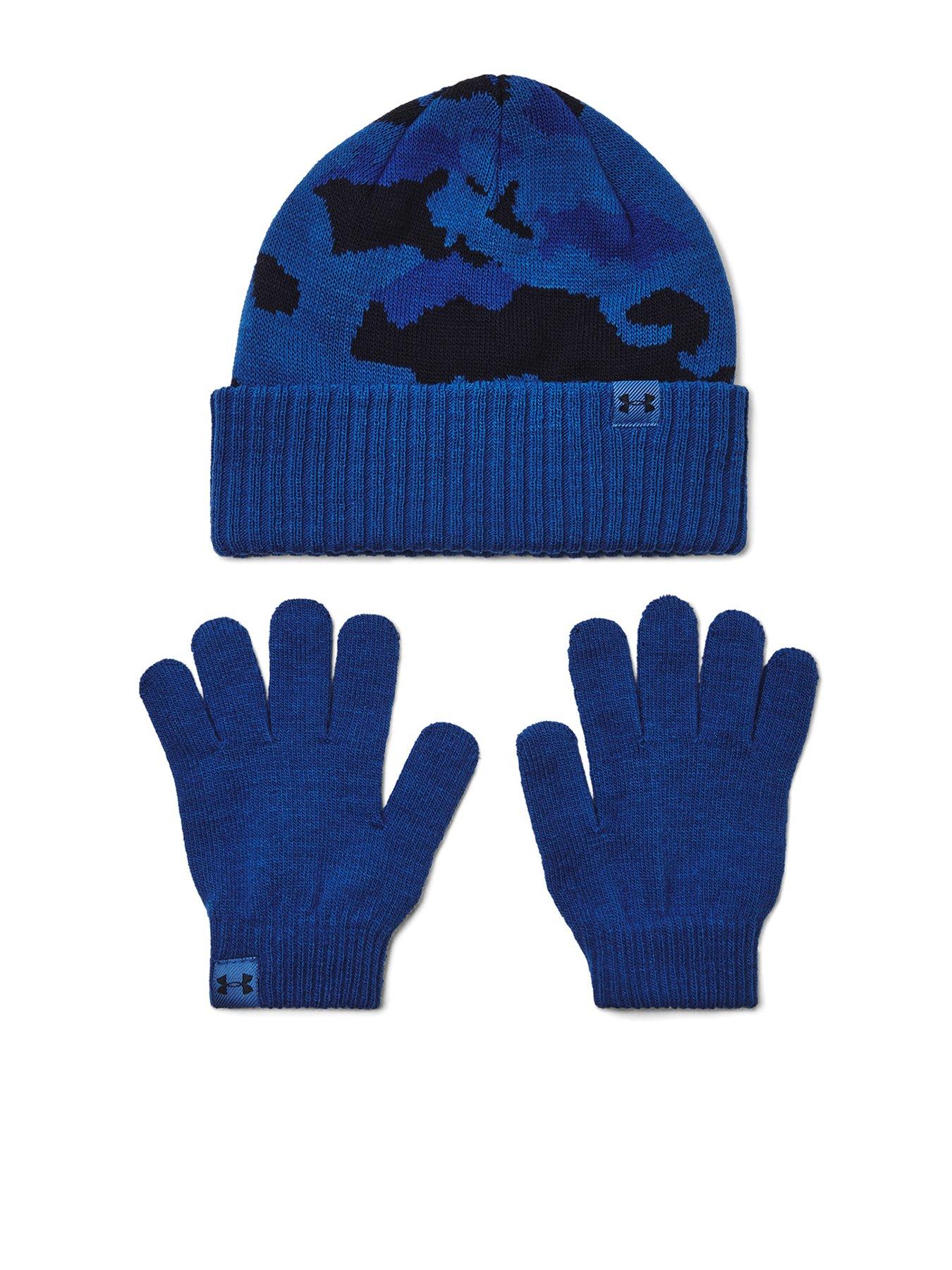 under-armour-boys-training-beanie-and-glove-combo-set-bluefront