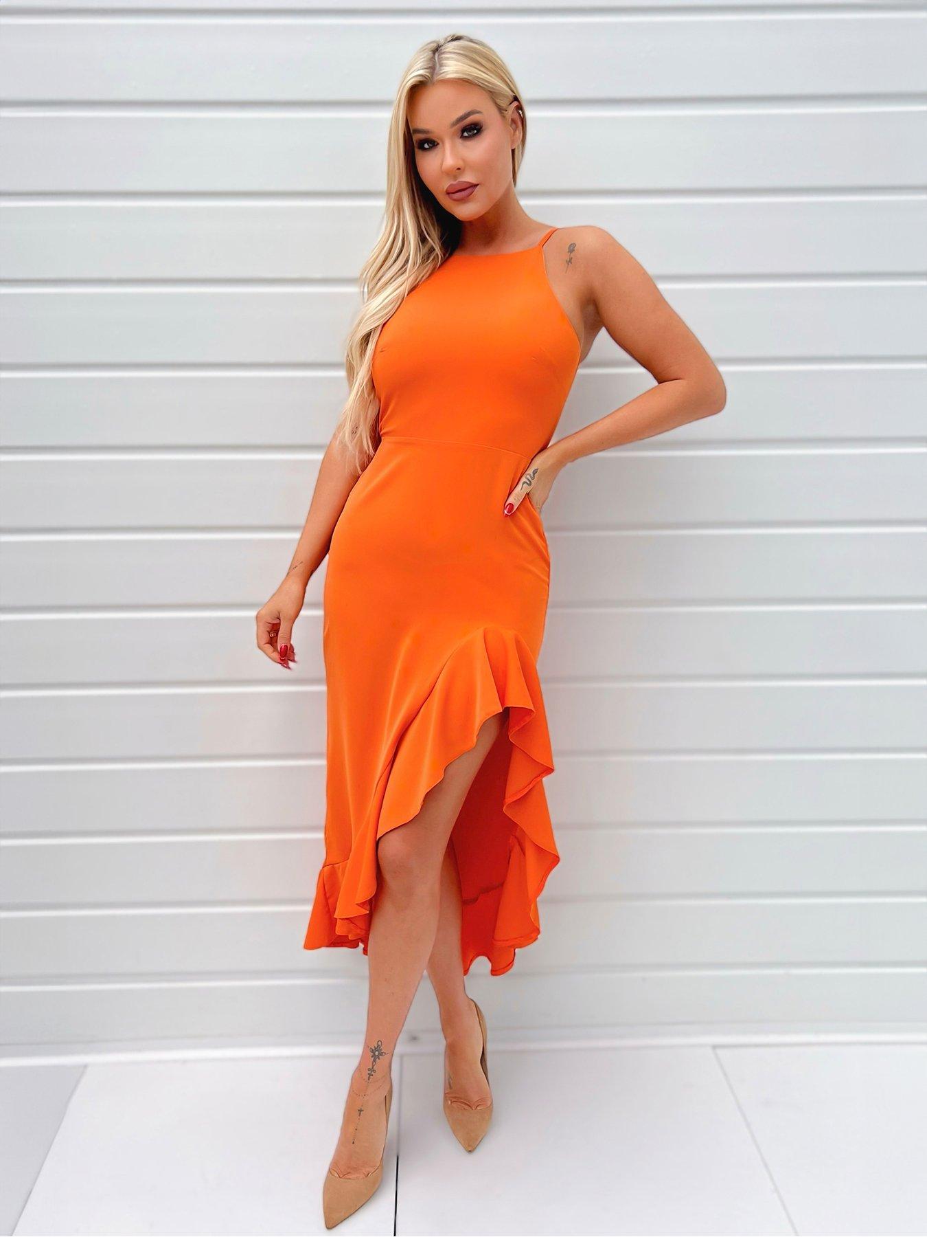 ax-paris-high-neck-frill-hem-midi-dress-orange