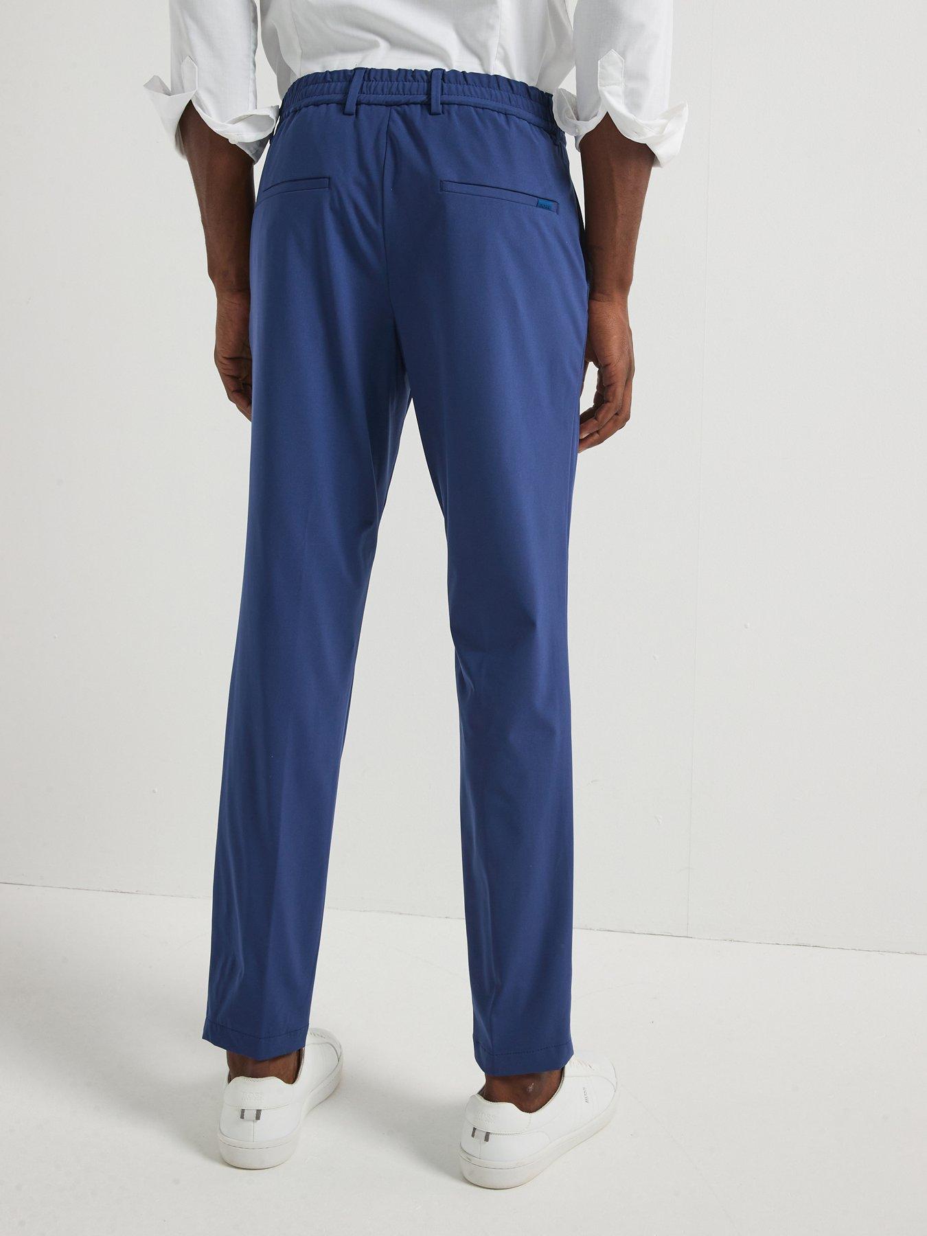 Image 2 of 6 of BOSS P-Genius Drawstring Performance Stretch Slim Fit Suit Trousers - Blue