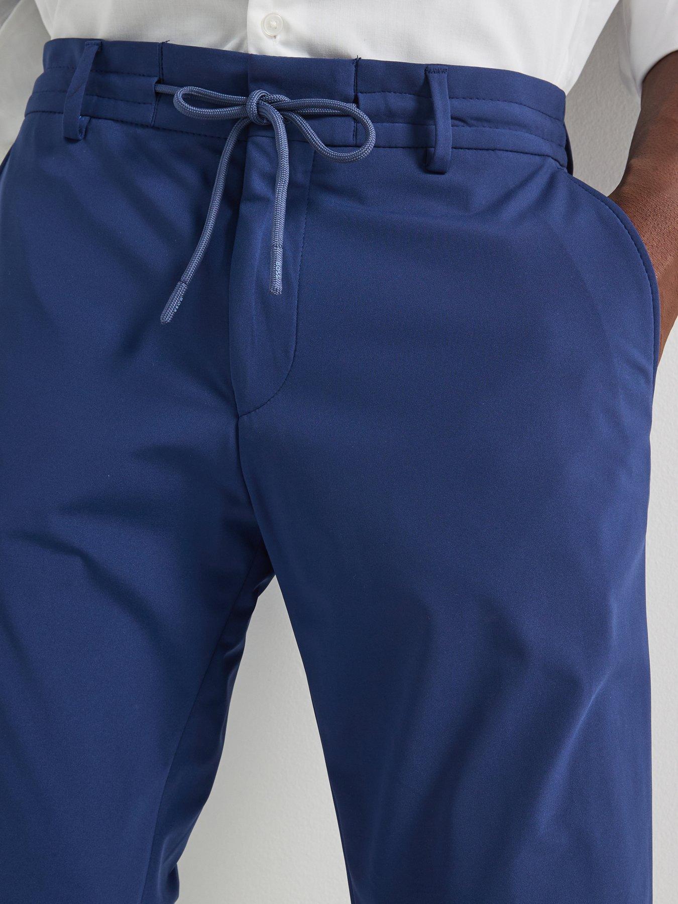 Image 4 of 6 of BOSS P-Genius Drawstring Performance Stretch Slim Fit Suit Trousers - Blue