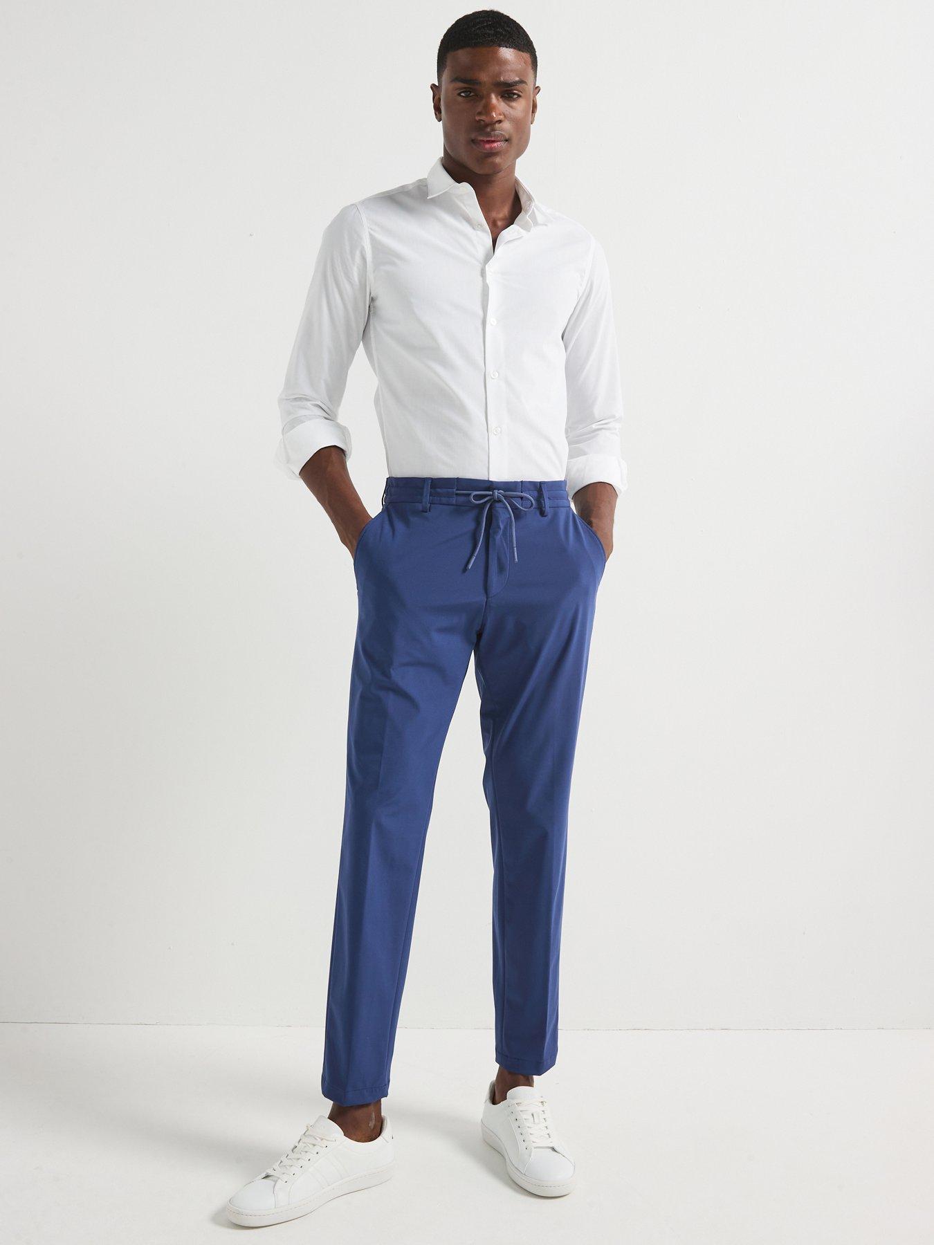 Image 5 of 6 of BOSS P-Genius Drawstring Performance Stretch Slim Fit Suit Trousers - Blue