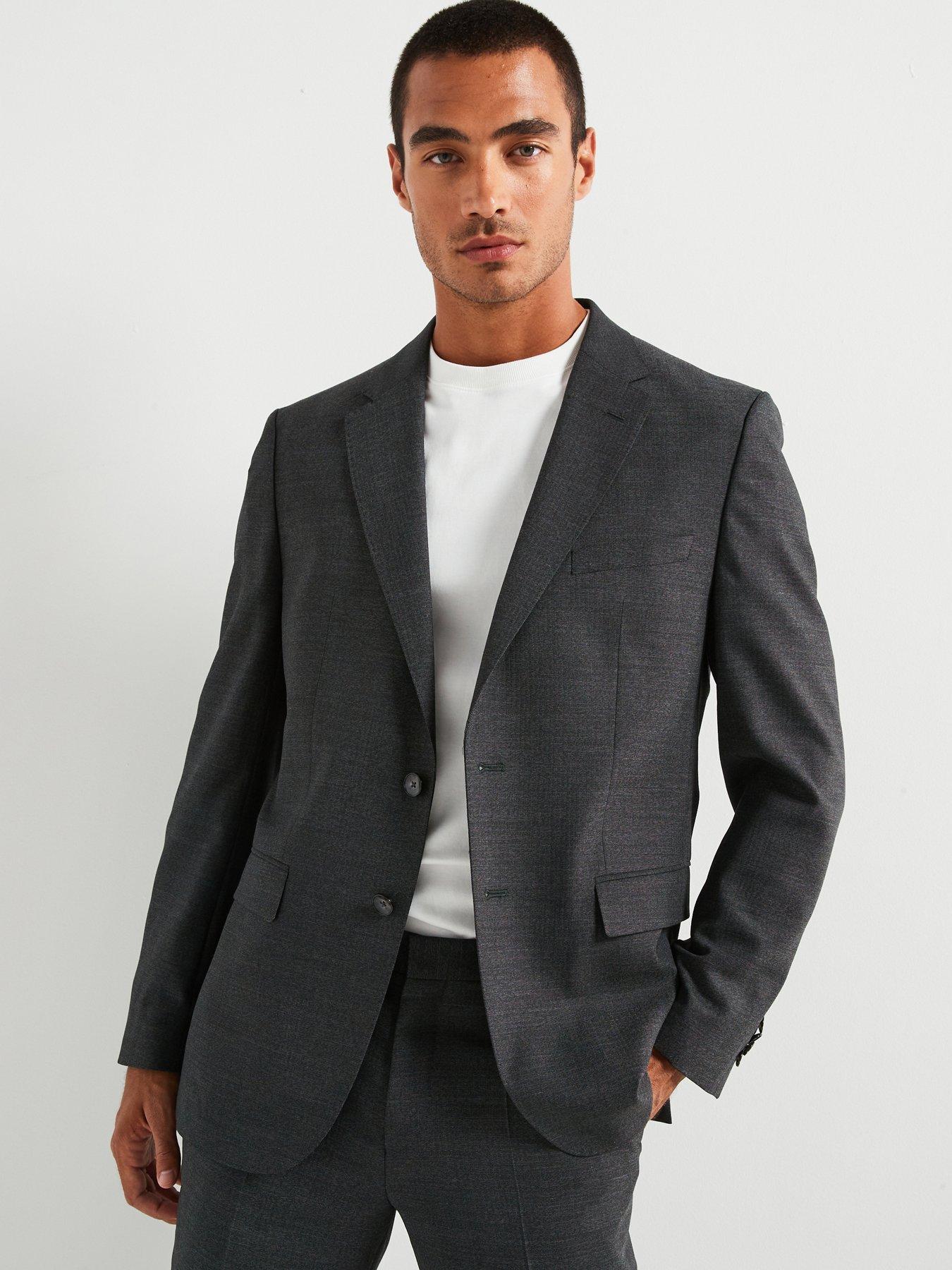 undefined Boss H-jasper Regular Fit Wool Stretch Suit Jacket - Dark Grey