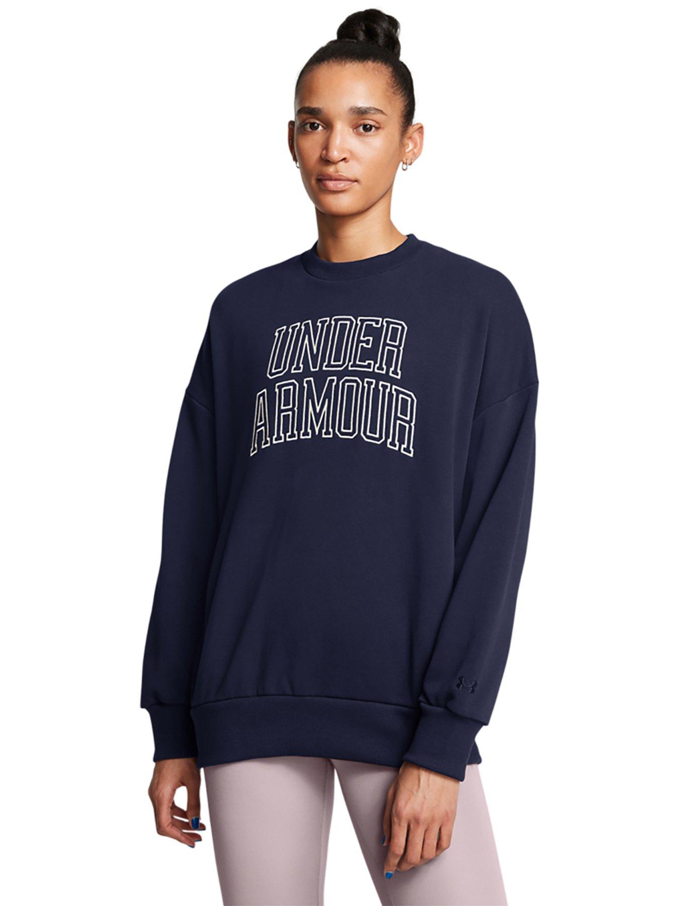 Image of UNDER ARMOUR Womens Training Icon Heavyweight Terry Oversized Sweat - Navy