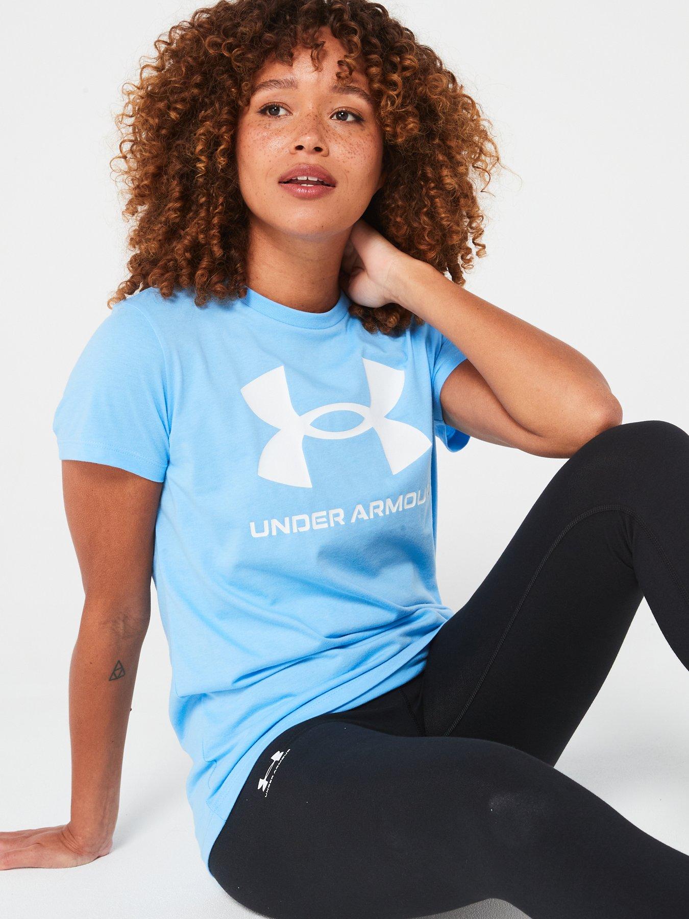 under-armour-womens-training-sportstyle-logo-t-shirt-blueoutfit