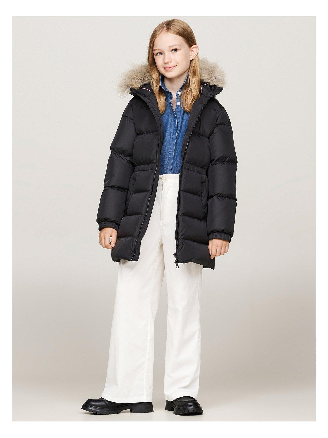 tommy-hilfiger-girls-long-waisted-down-jacket-blackfront