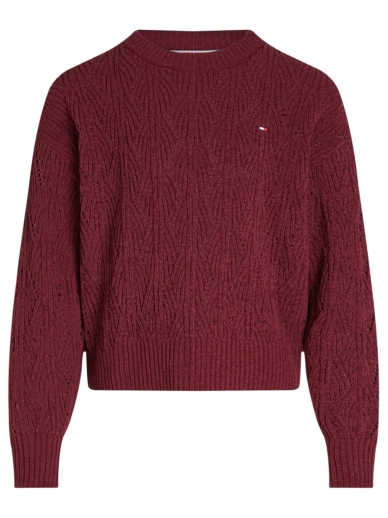 tommy-hilfiger-girls-chenille-sweater-red