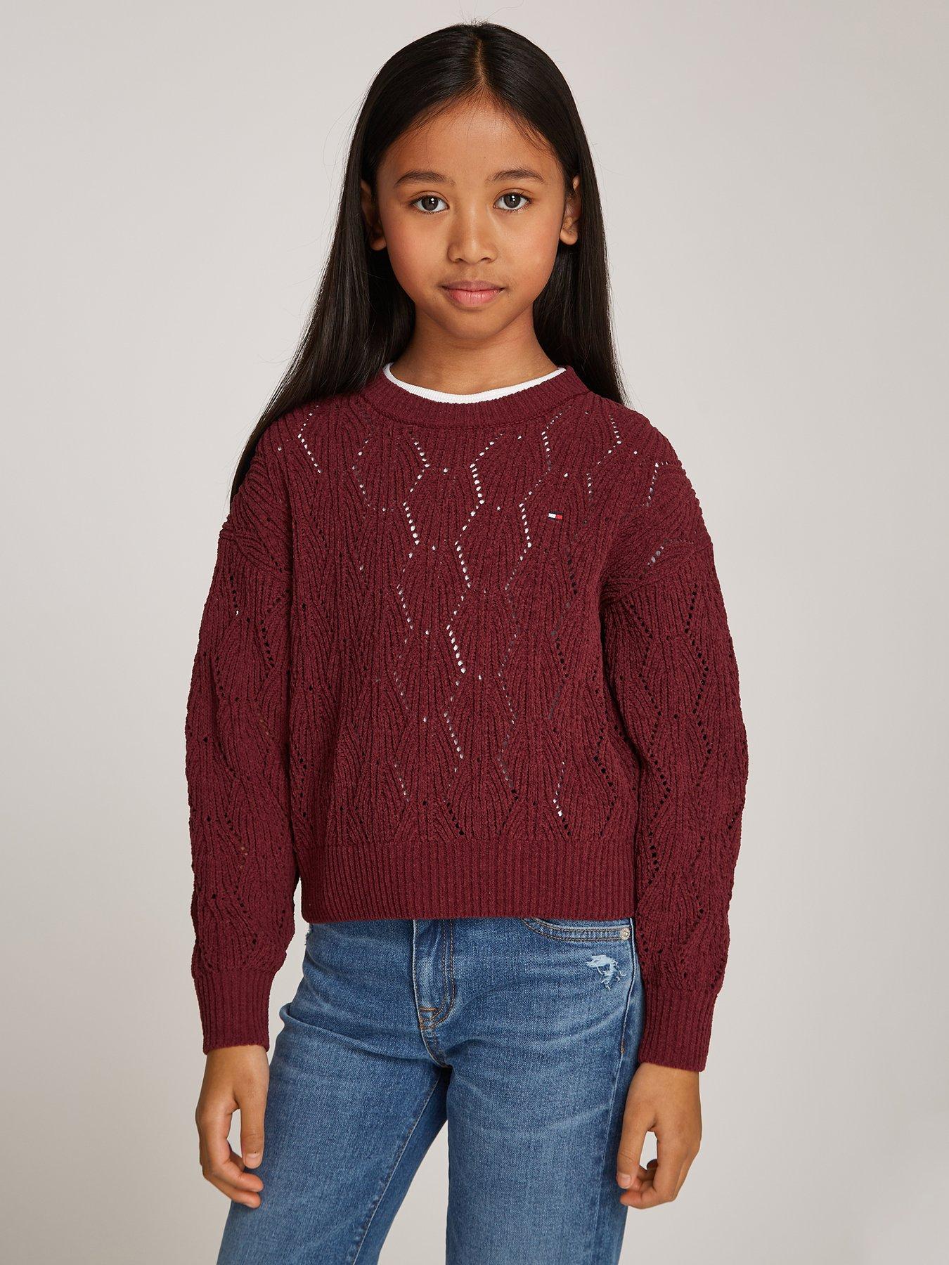 tommy-hilfiger-girls-chenille-sweater-redstillFront