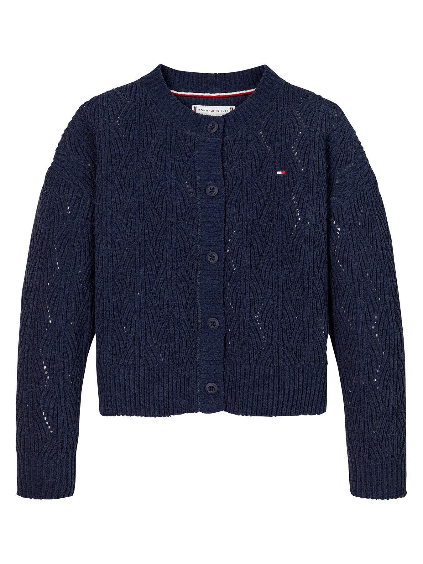 undefined Girls Chenille Cardigan - Navy