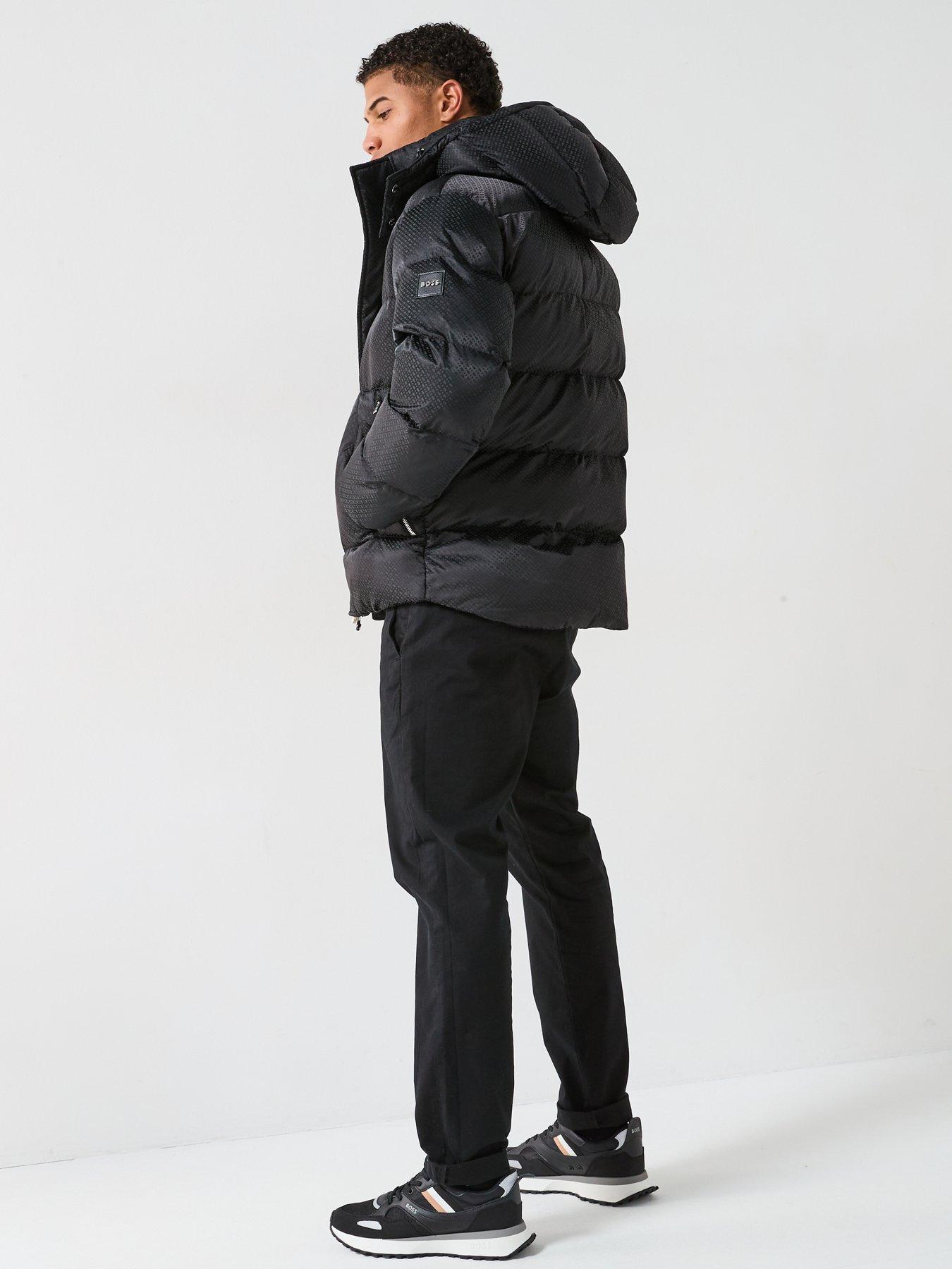 Image 2 of 6 of BOSS H-Corbinian4 Mono Print Hooded Quilted Jacket - Black