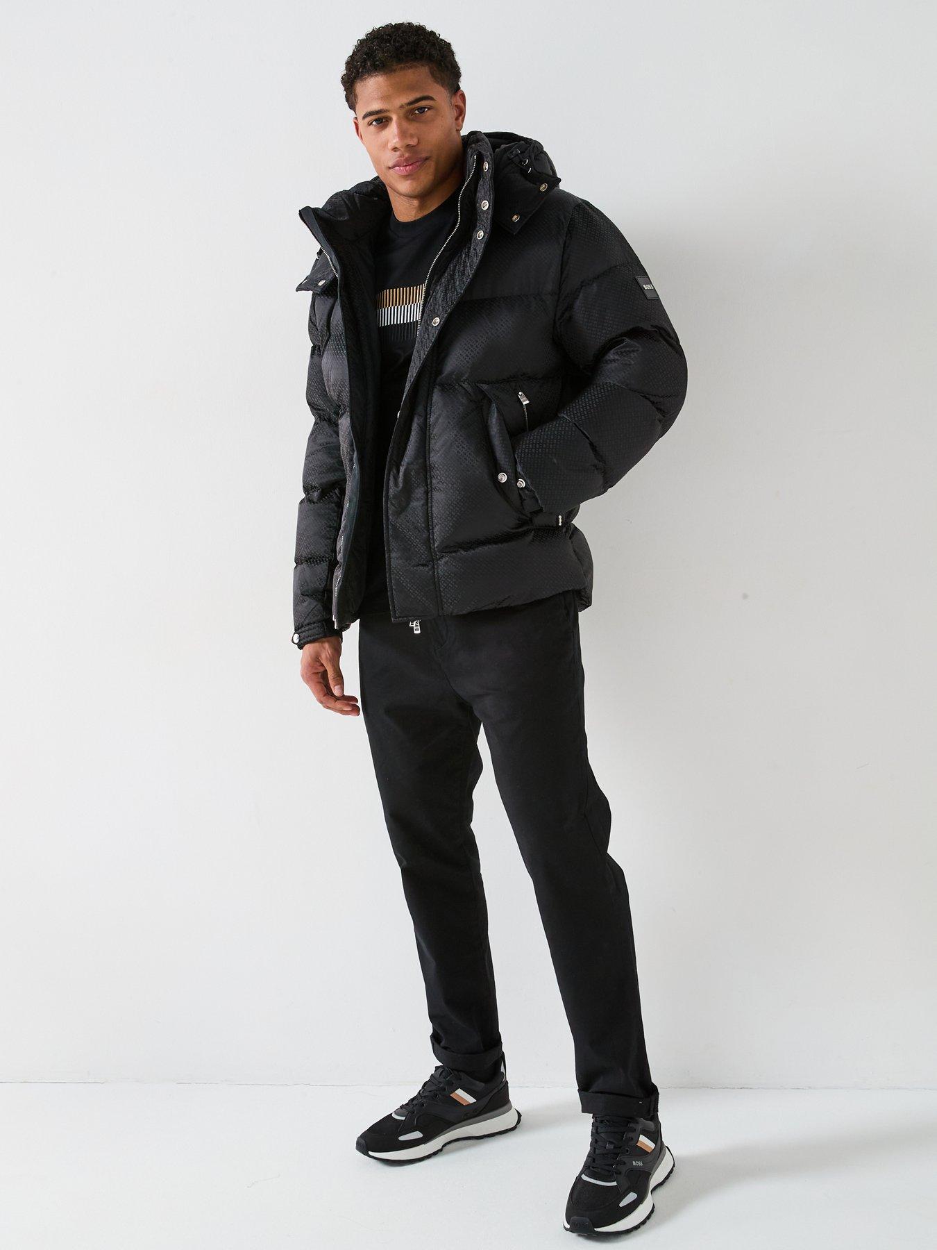 Image 3 of 6 of BOSS H-Corbinian4 Mono Print Hooded Quilted Jacket - Black