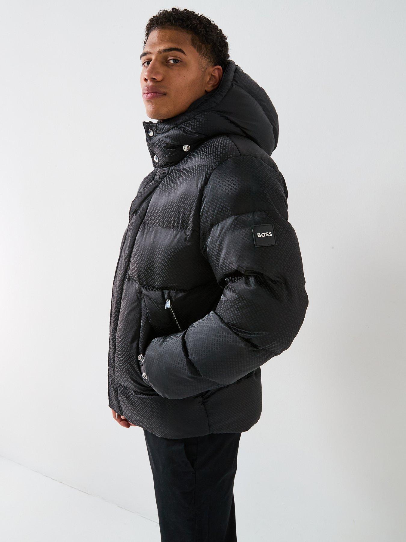 Image 4 of 6 of BOSS H-Corbinian4 Mono Print Hooded Quilted Jacket - Black