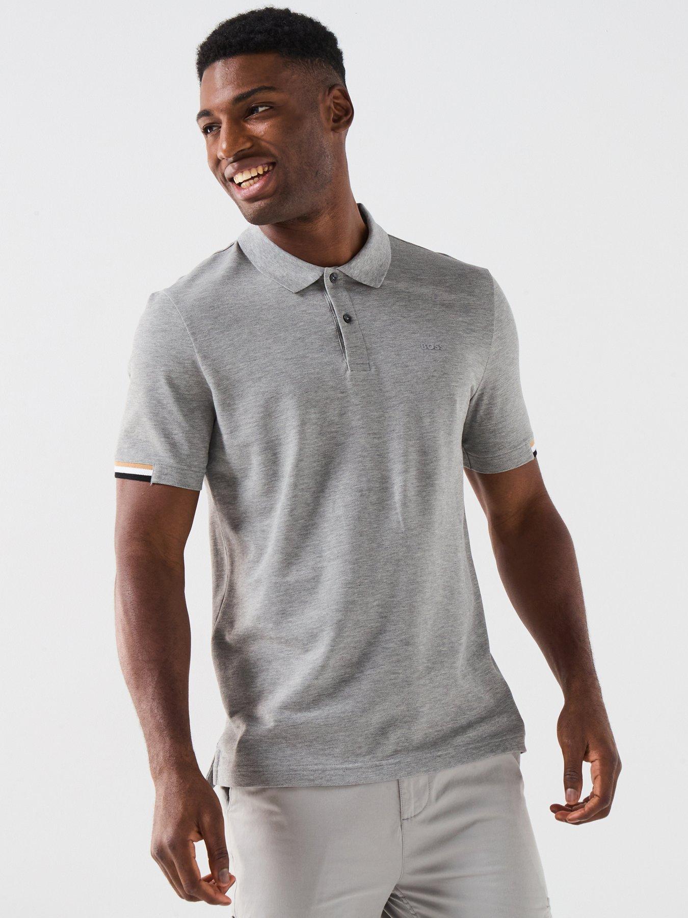 BOSS Parlay 147 Regular Fit Corporate Sleeve Trim Polo Shirt - Silver