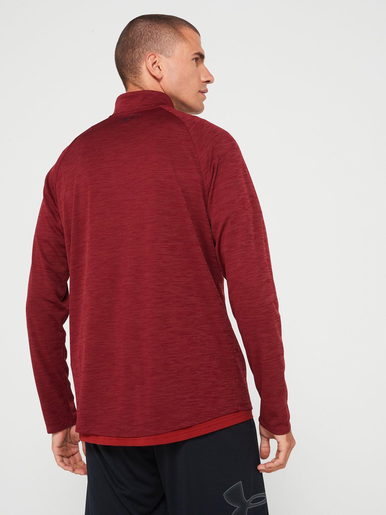 under-armour-mens-training-tech-textured-12-zip-top-burgundystillFront