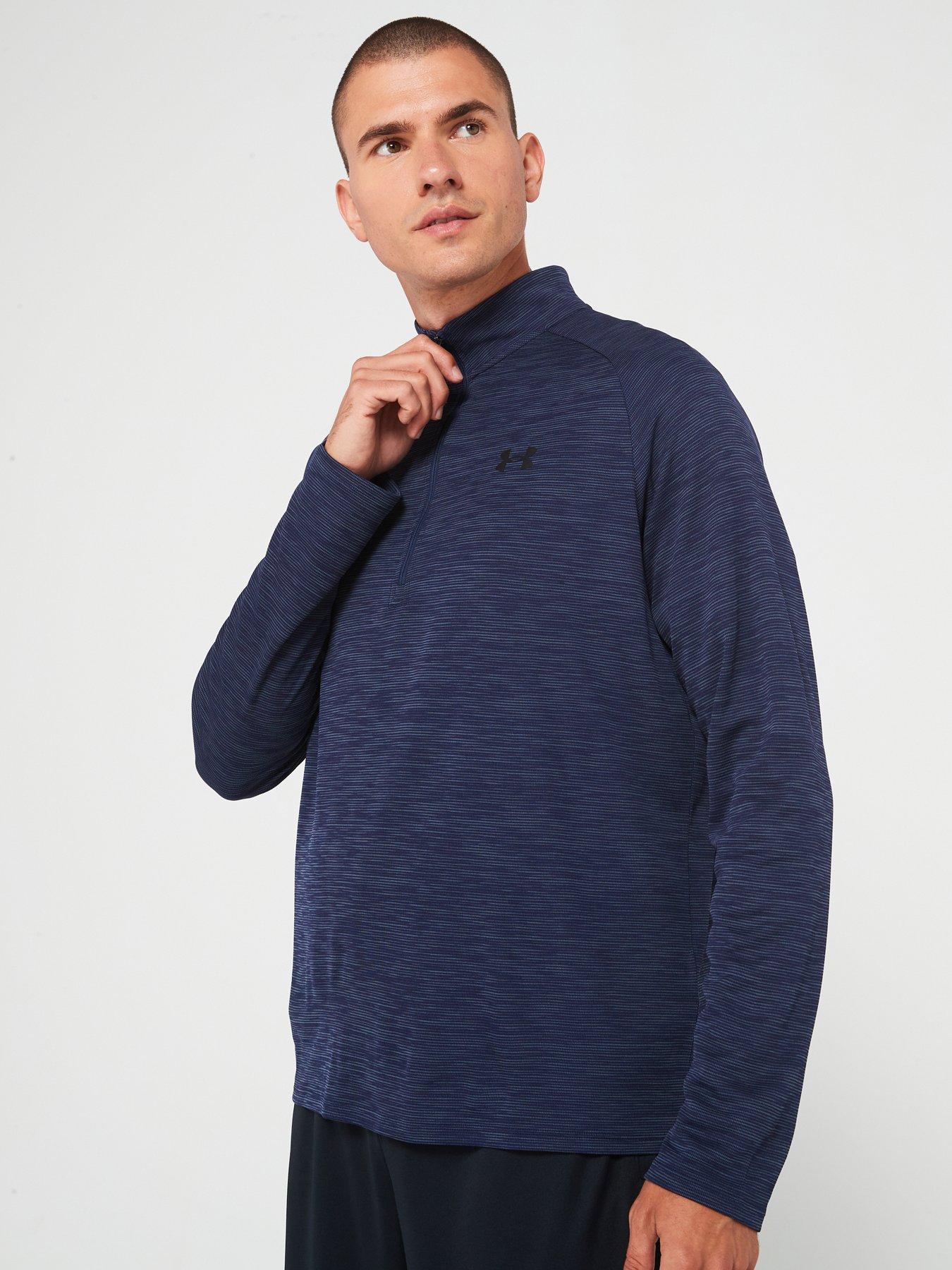 UNDER ARMOUR Men's Training Tech Textured 1/2 Zip Top - Navy