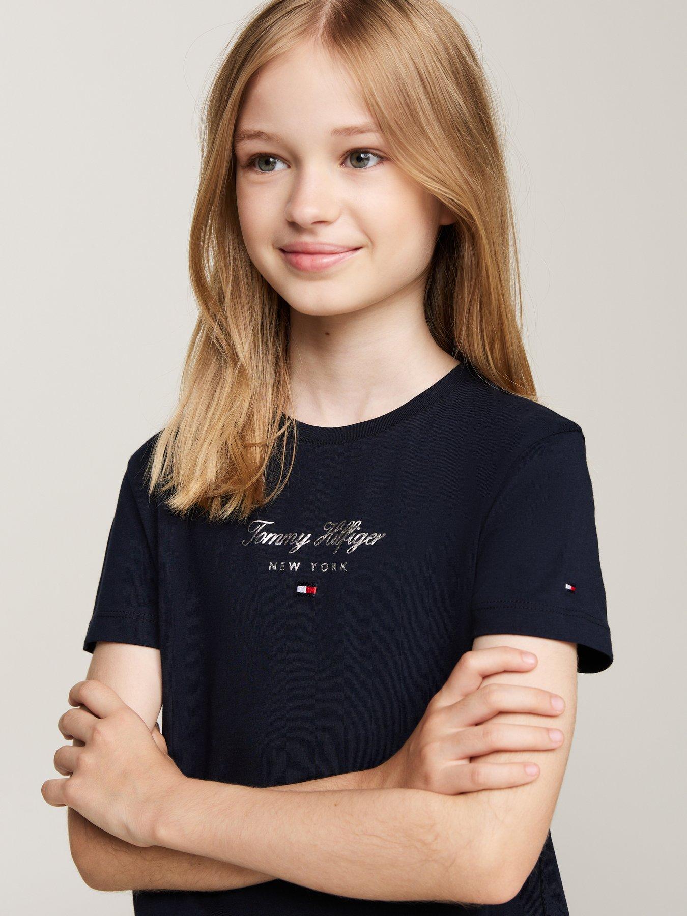 tommy-hilfiger-girls-th-nyc-foil-short-sleeve-t-shirt-navyoutfit