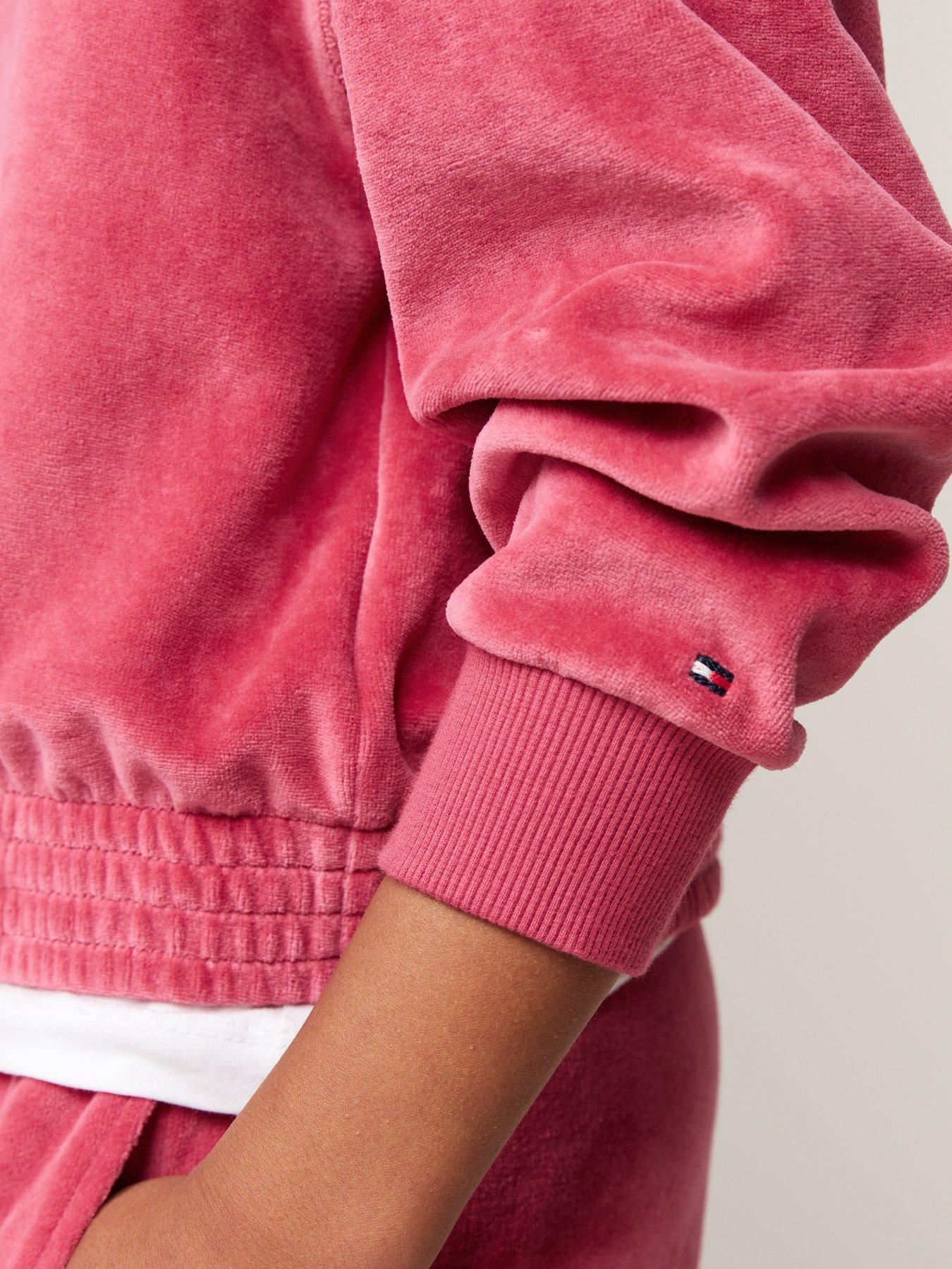 tommy-hilfiger-girls-th-script-velour-hoodie-pinkdetail