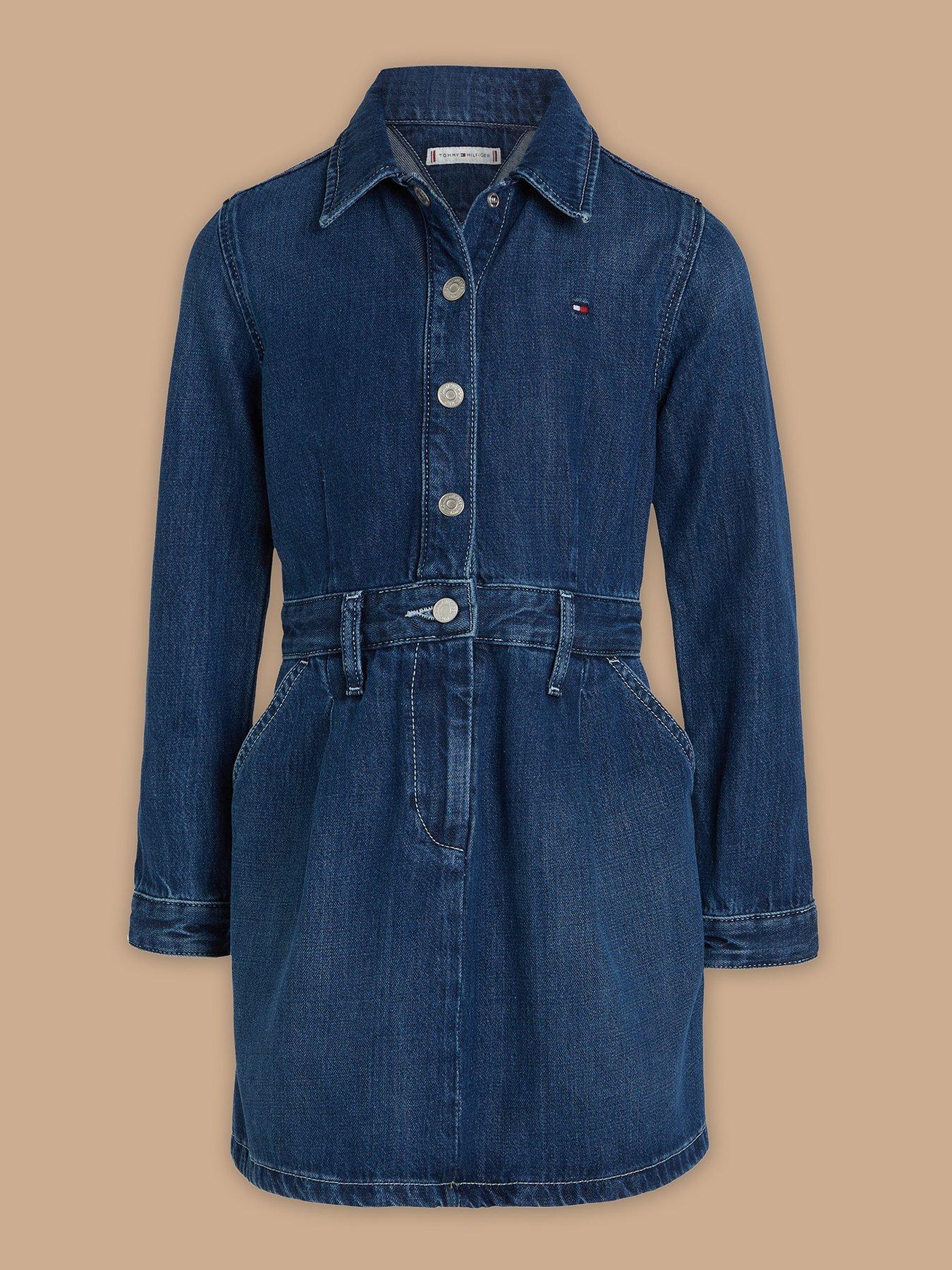 tommy-hilfiger-girls-denim-pleats-long-sleeve-dress-blue