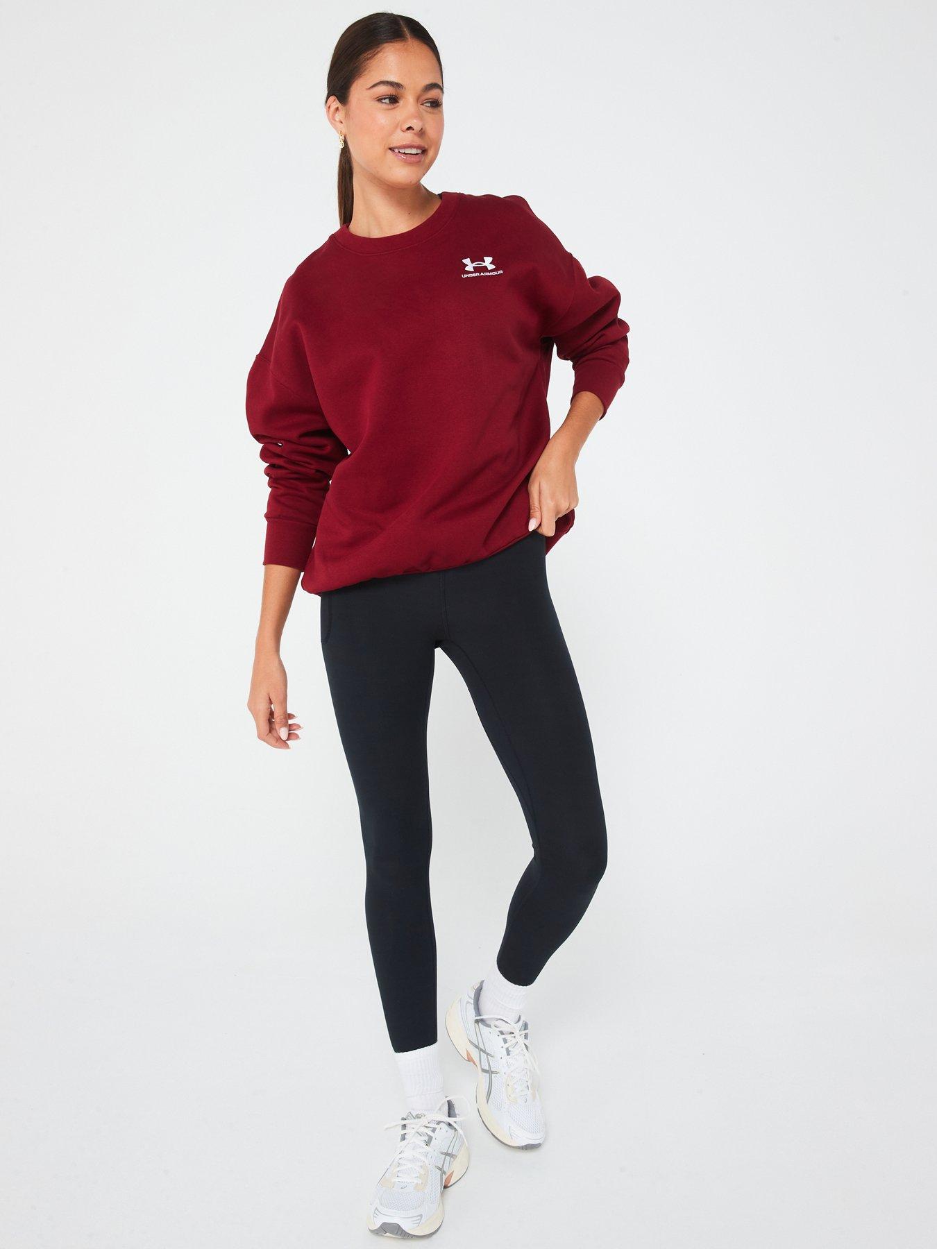 under-armour-womens-lifestyle-essential-fleece-oversized-crew-sweat-burgundyback