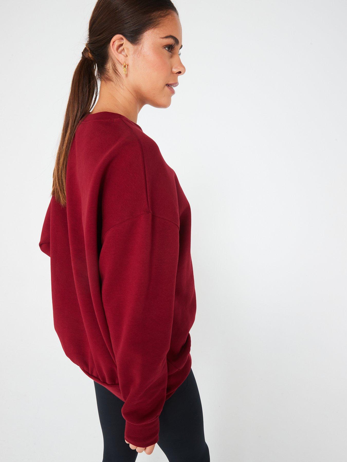 under-armour-womens-lifestyle-essential-fleece-oversized-crew-sweat-burgundydetail