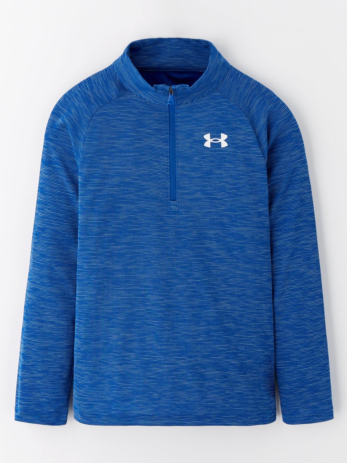 under-armour-boys-training-tech-textured-12-zip-bluefront