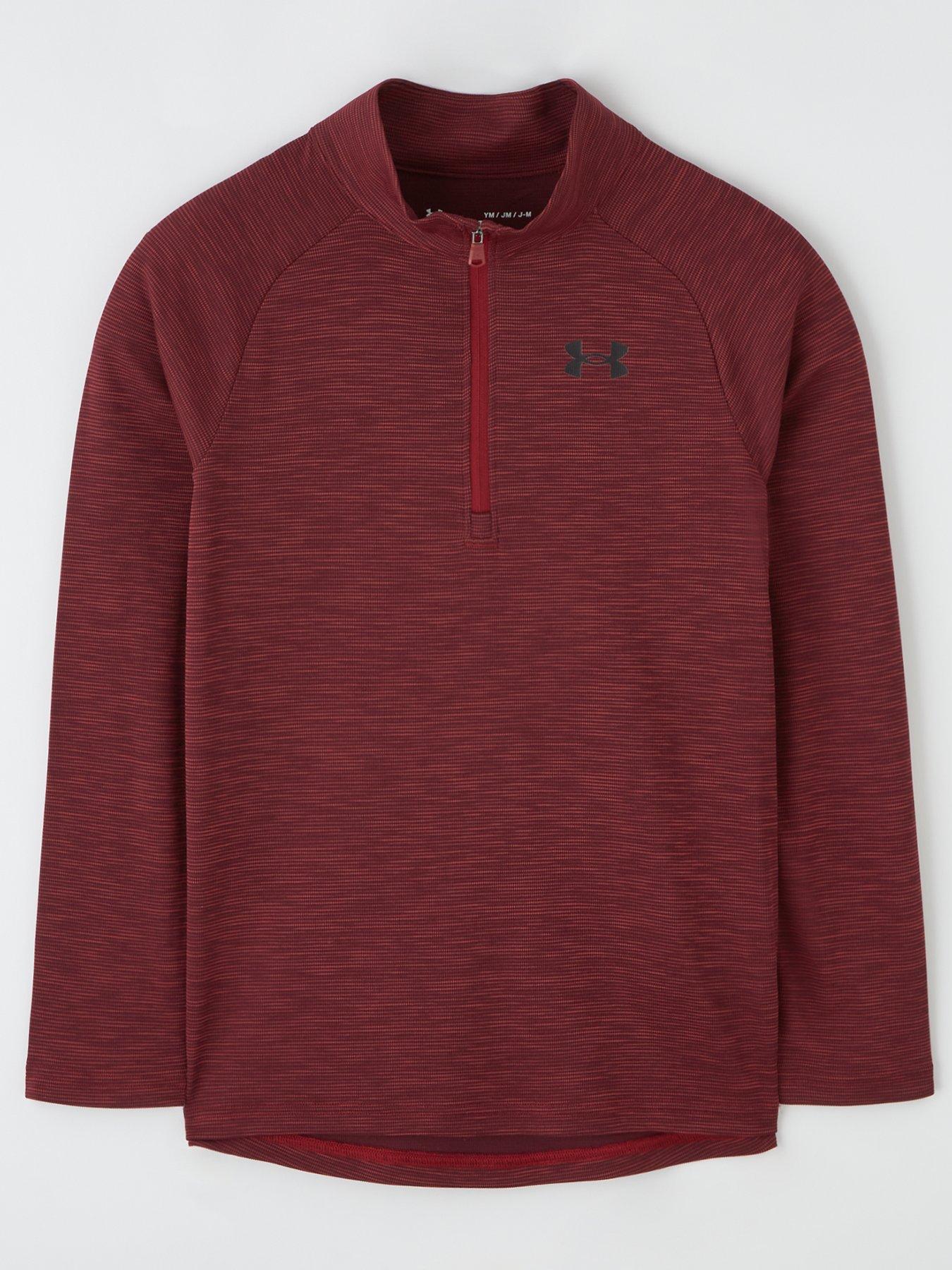 under-armour-boys-training-tech-textured-12-zip-burgundy