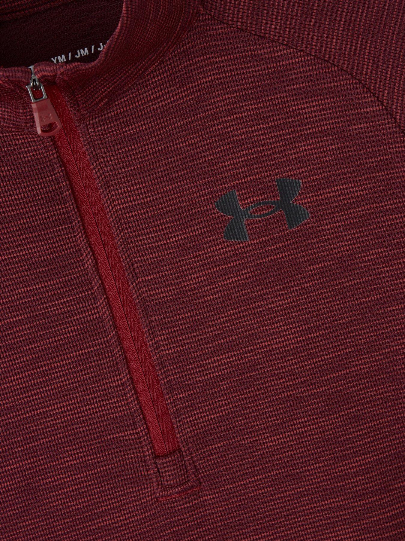 under-armour-boys-training-tech-textured-12-zip-burgundyoutfit