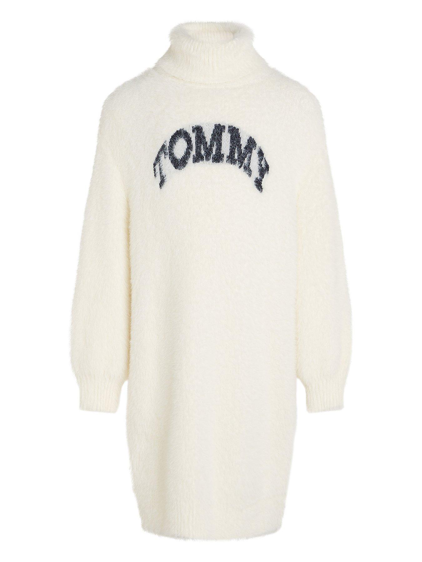 tommy-hilfiger-girls-tommy-turtleneck-fluffy-long-sleeve-dress-cream