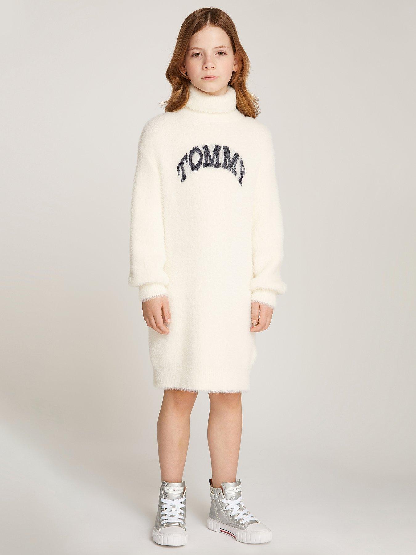 tommy-hilfiger-girls-tommy-turtleneck-fluffy-long-sleeve-dress-creamstillFront